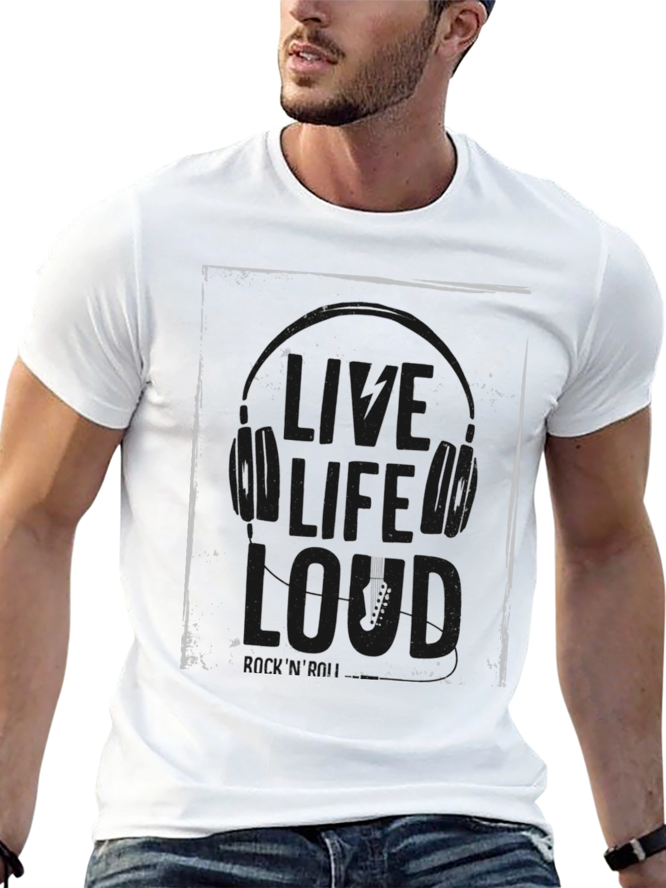 Live Life Loud Graphic Tee - Black Cotton T-Shirt