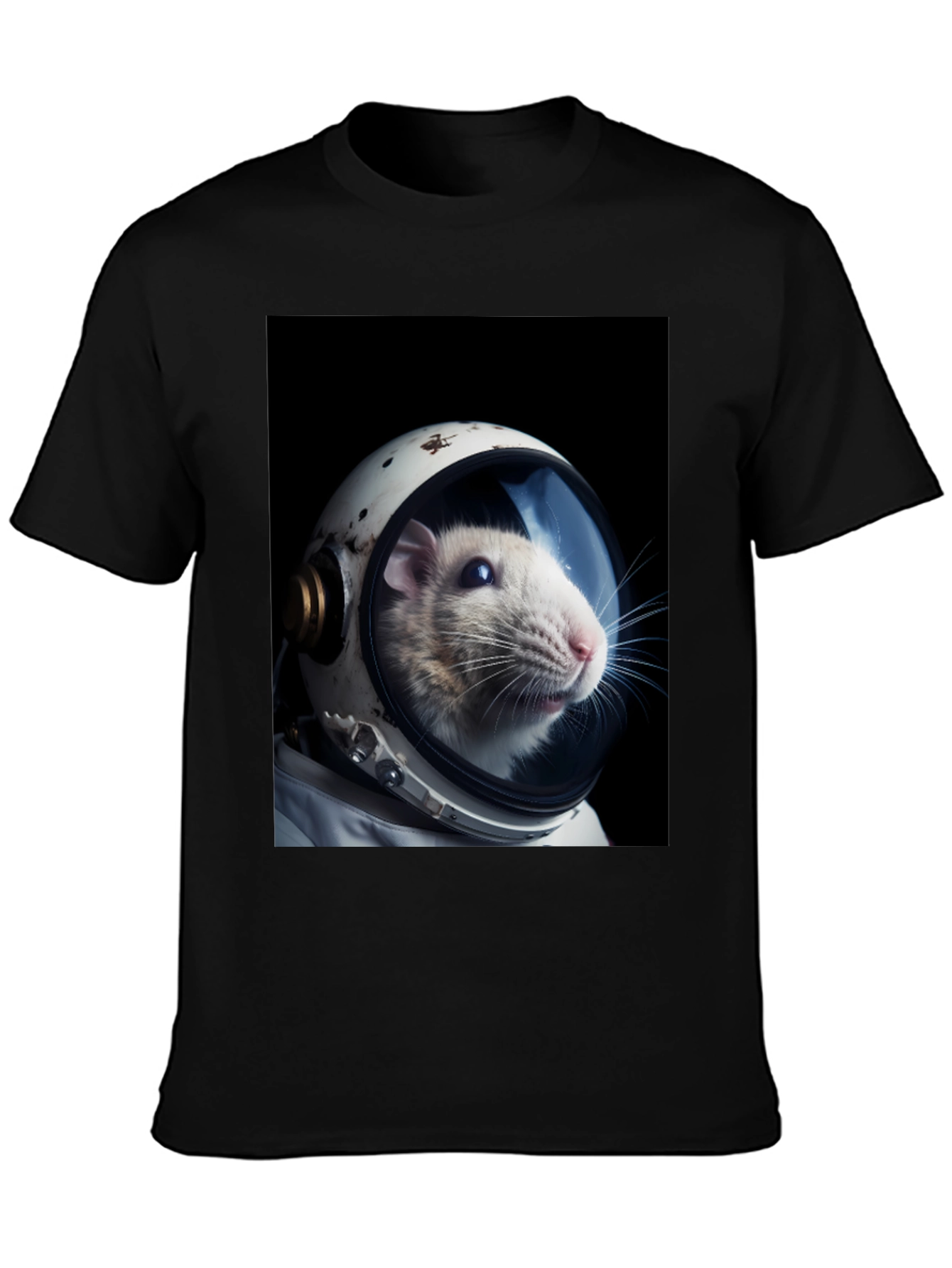 Rat Astronaut Black T-Shirt - Space Explorer
