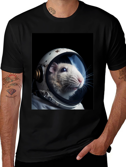 Rat Astronaut Black T-Shirt - Space Explorer