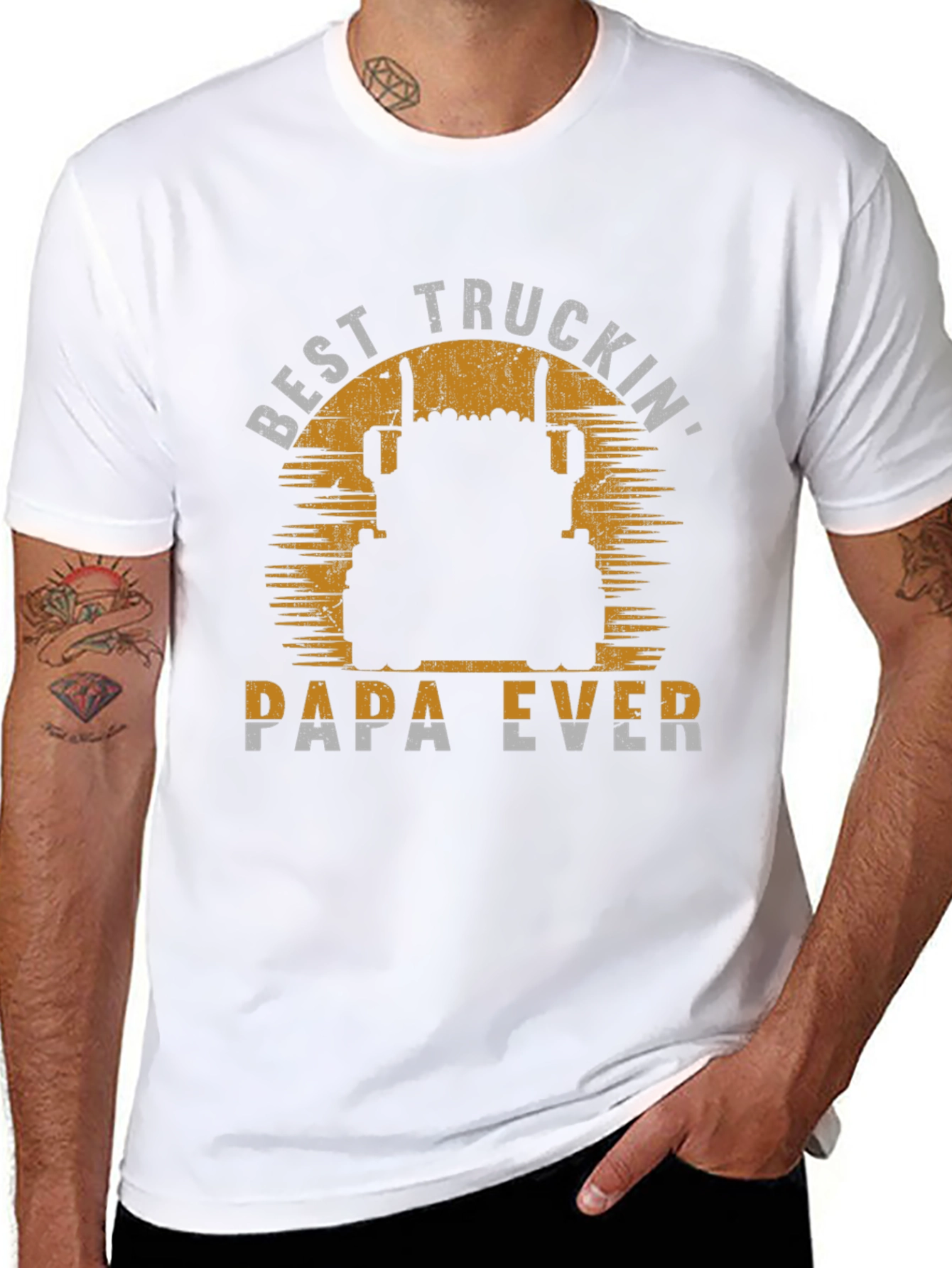 Best Truckin Papa Ever T-Shirt - Trucker Dad Gift