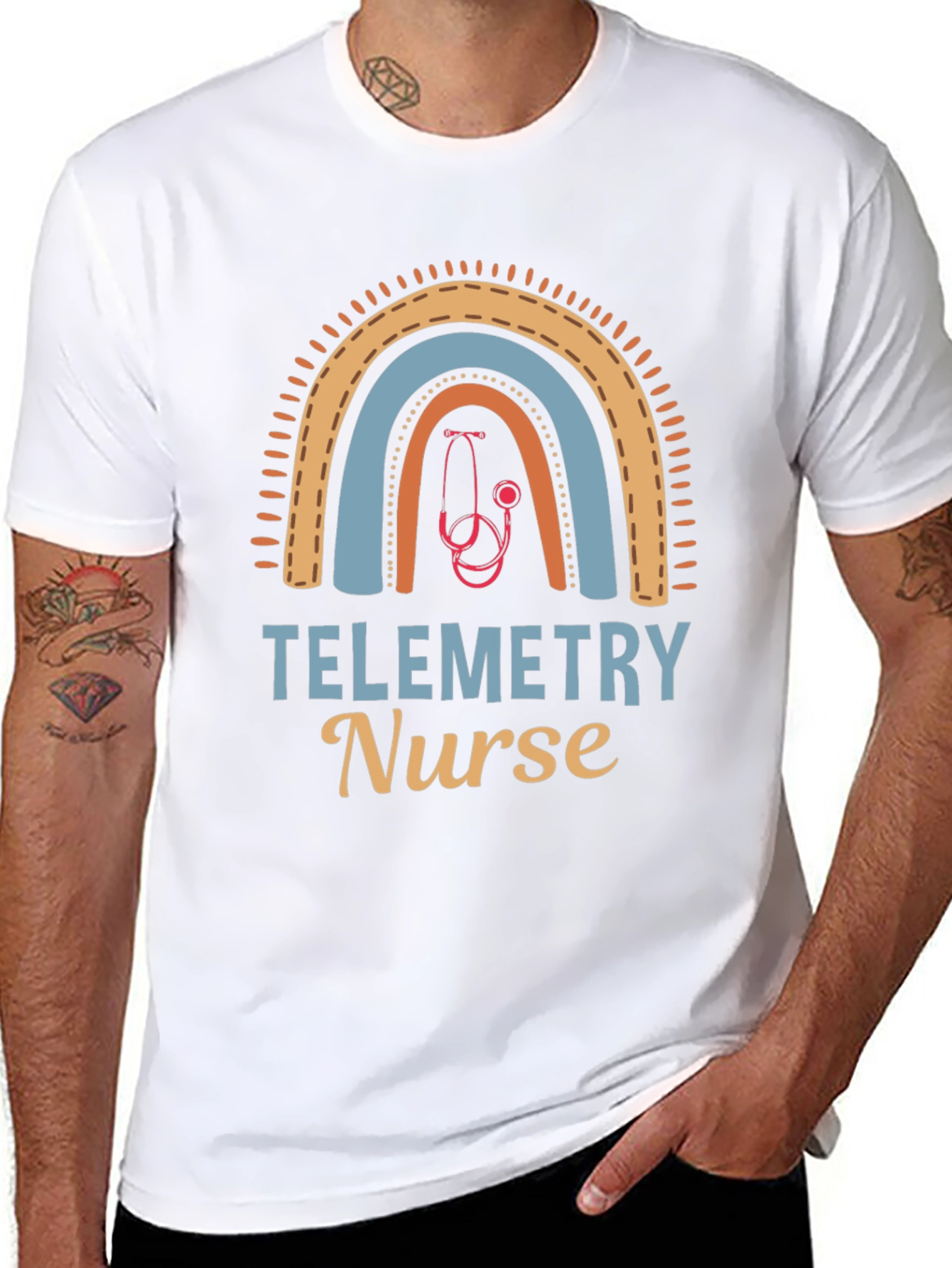 Telemetry Nurse Rainbow Graphic T-Shirt