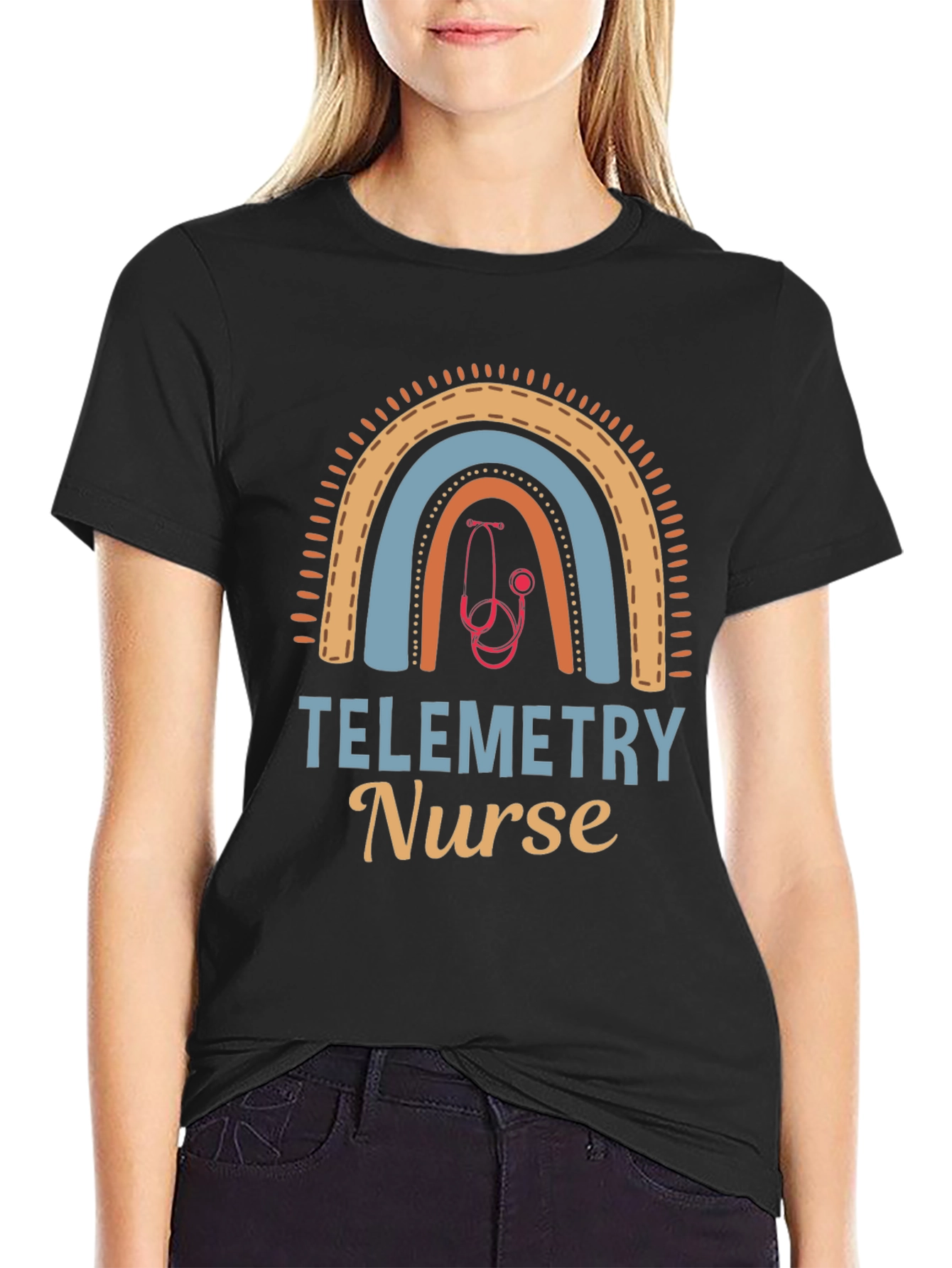 Telemetry Nurse Rainbow Graphic T-Shirt