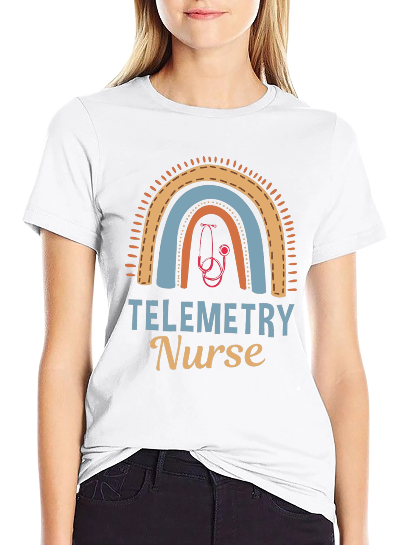 Telemetry Nurse Rainbow Graphic T-Shirt