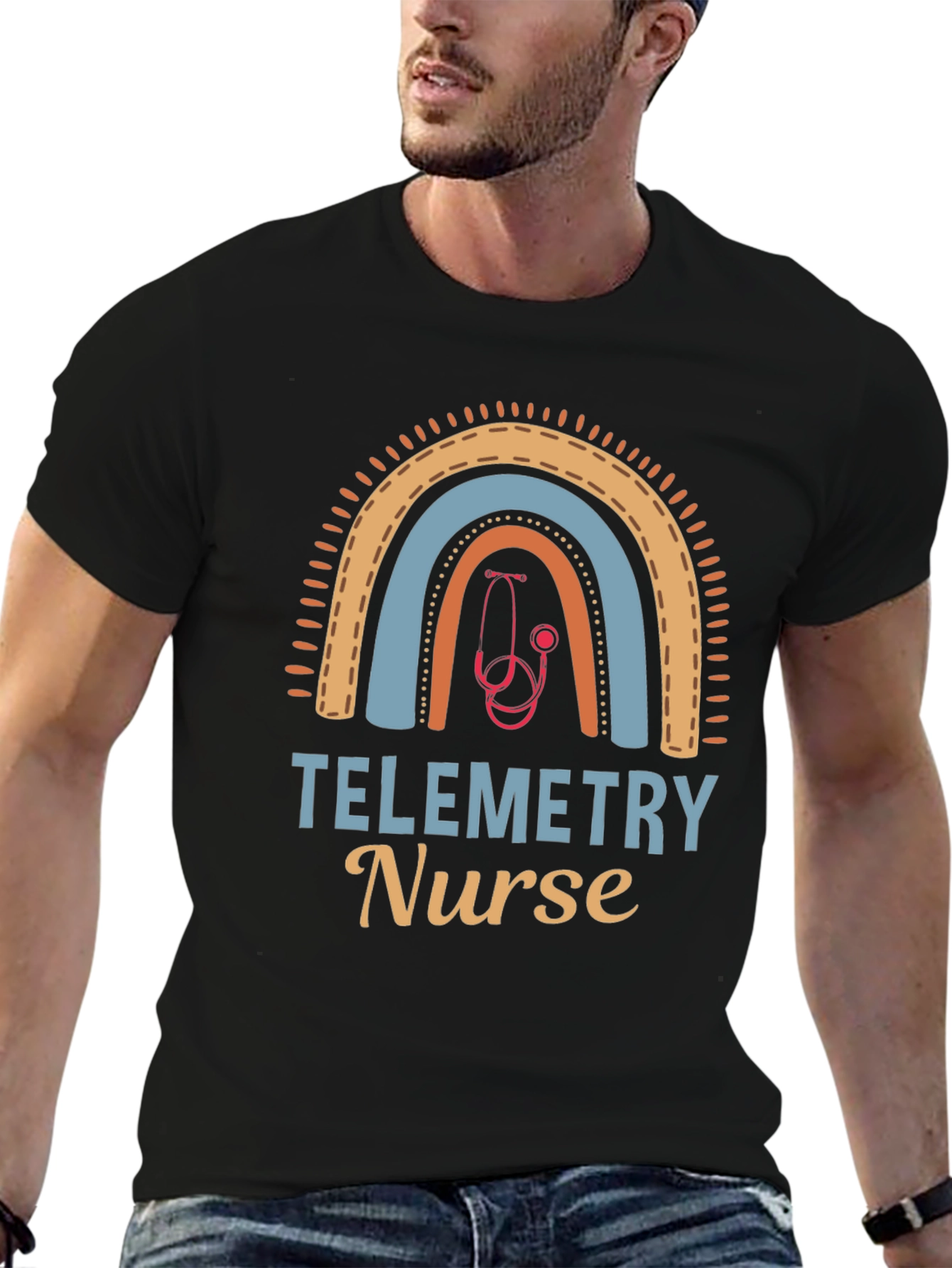 Telemetry Nurse Rainbow Graphic T-Shirt