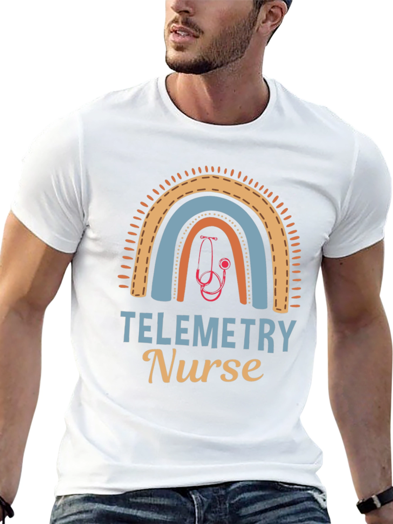 Telemetry Nurse Rainbow Graphic T-Shirt