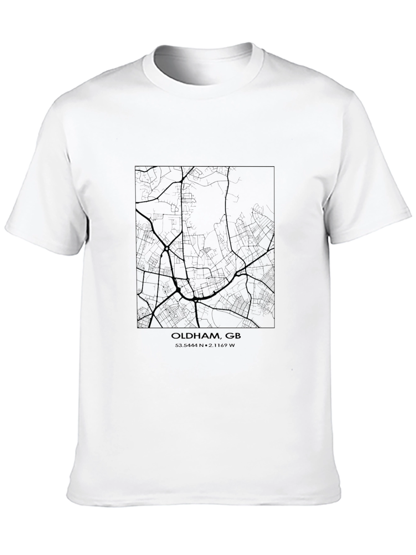 Oldham GB Map T-Shirt - Stylish Black Graphic Tee