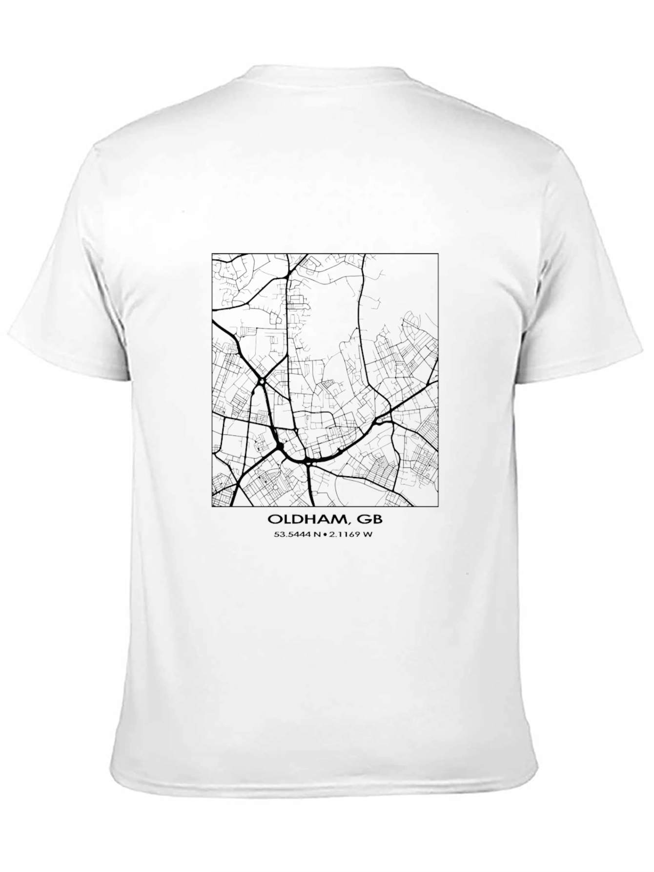 Oldham GB Map T-Shirt - Stylish Black Graphic Tee
