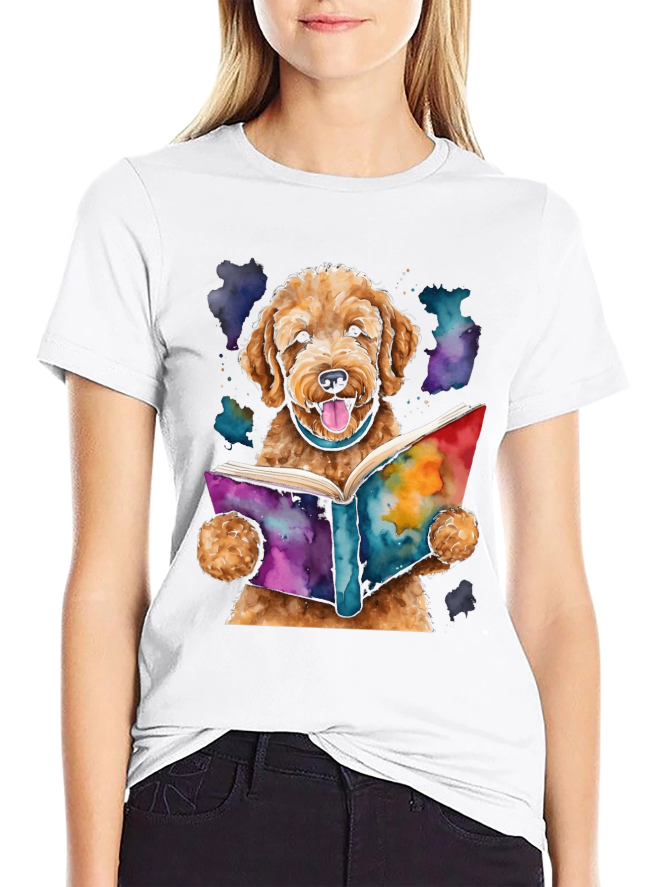 Dog Reading Book T-Shirt