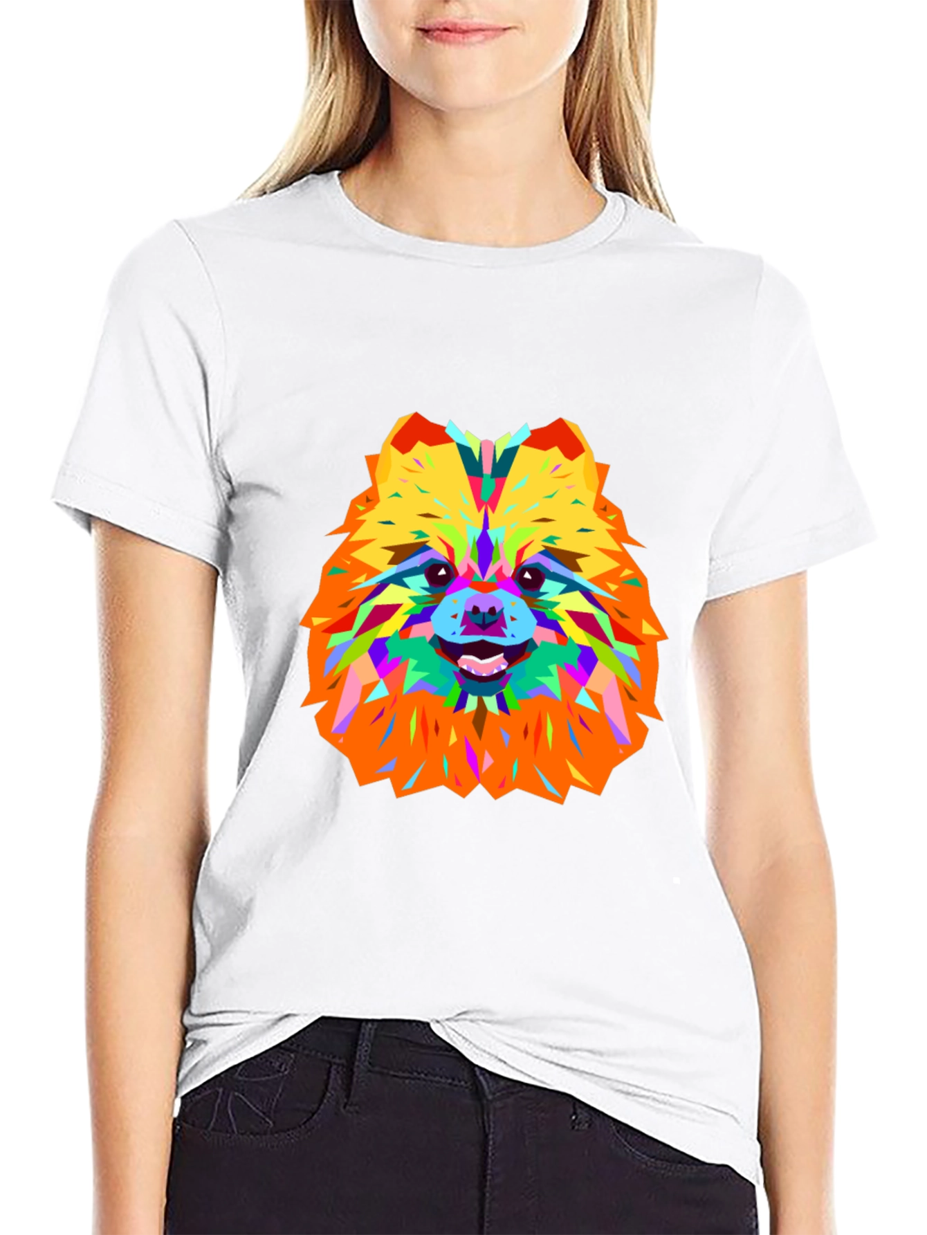 Geometric Dog Art Black T-Shirt