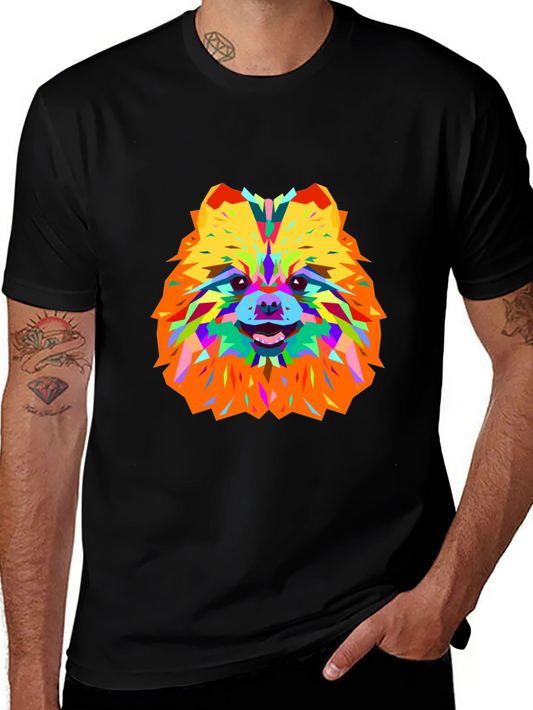 Geometric Dog Art Black T-Shirt