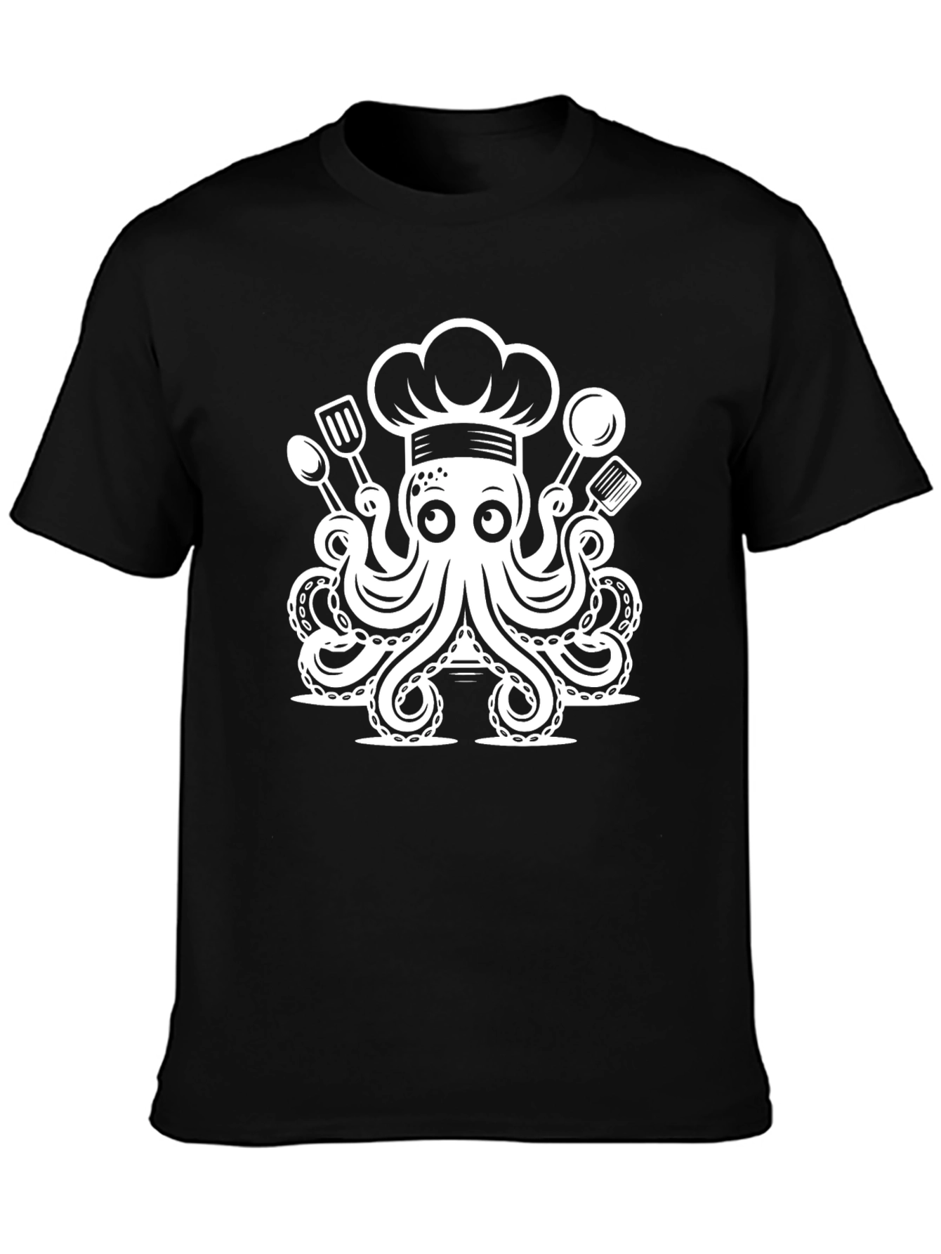 Chef Octopus Graphic Tee - Unique Black Cotton T-Shirt