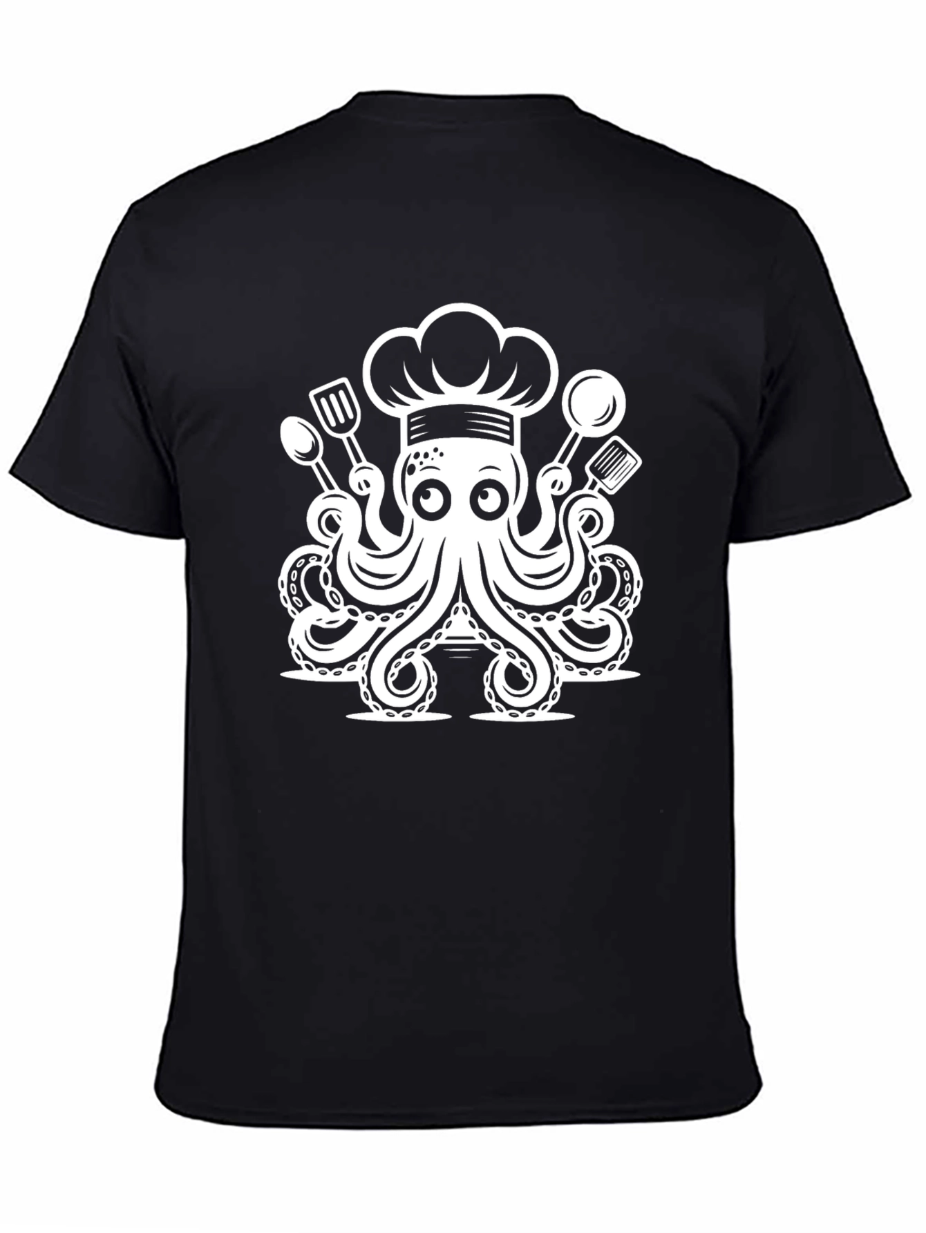 Chef Octopus Graphic Tee - Unique Black Cotton T-Shirt
