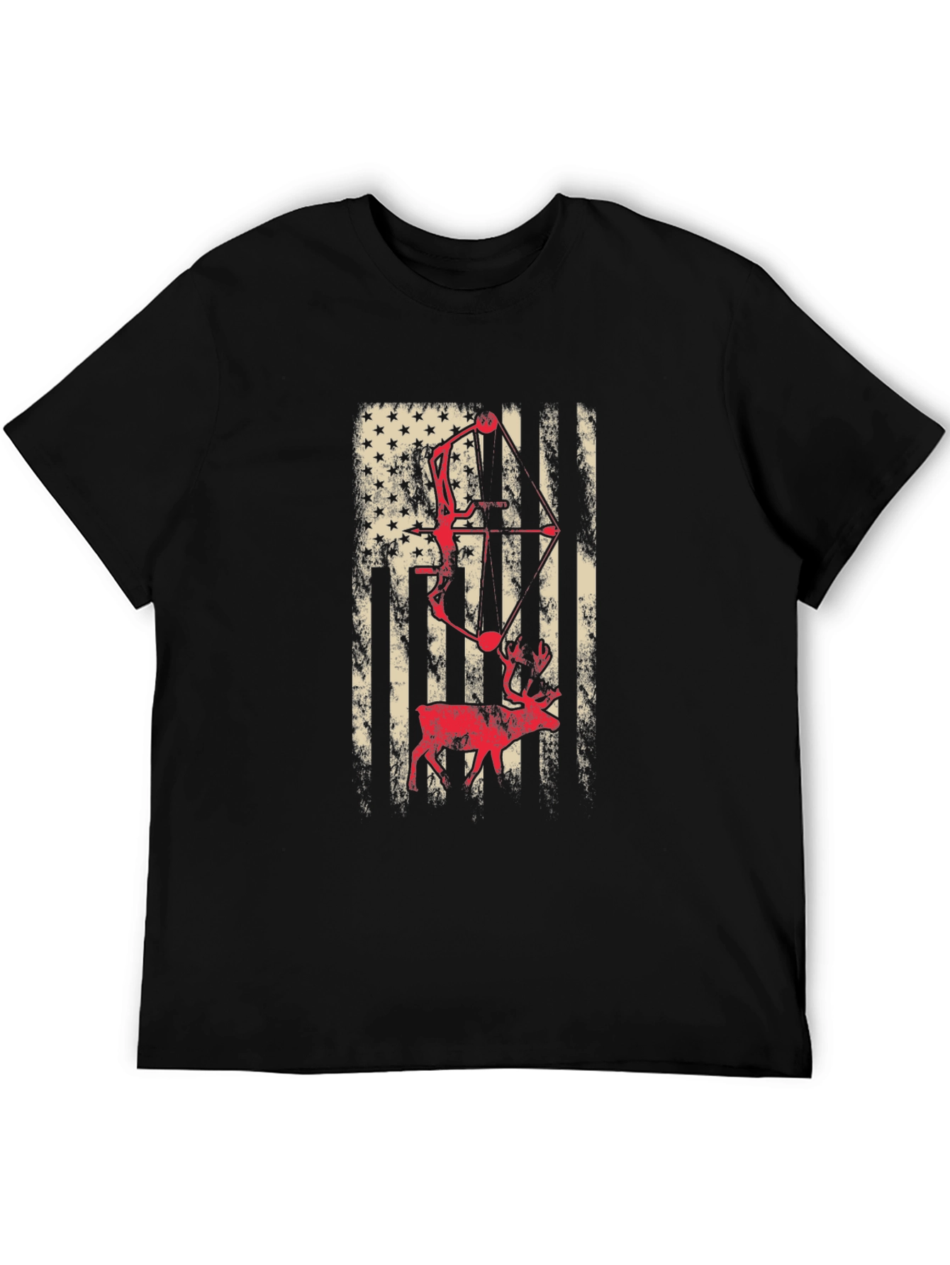 American Flag Bow Hunting Deer T-Shirt