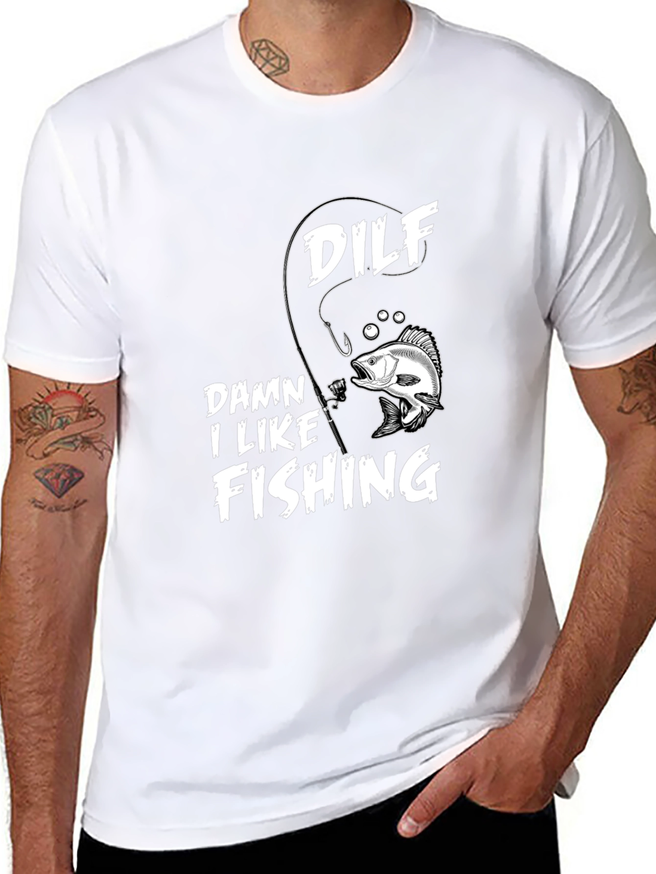 DILF Damn I Like Fishing Graphic Tee