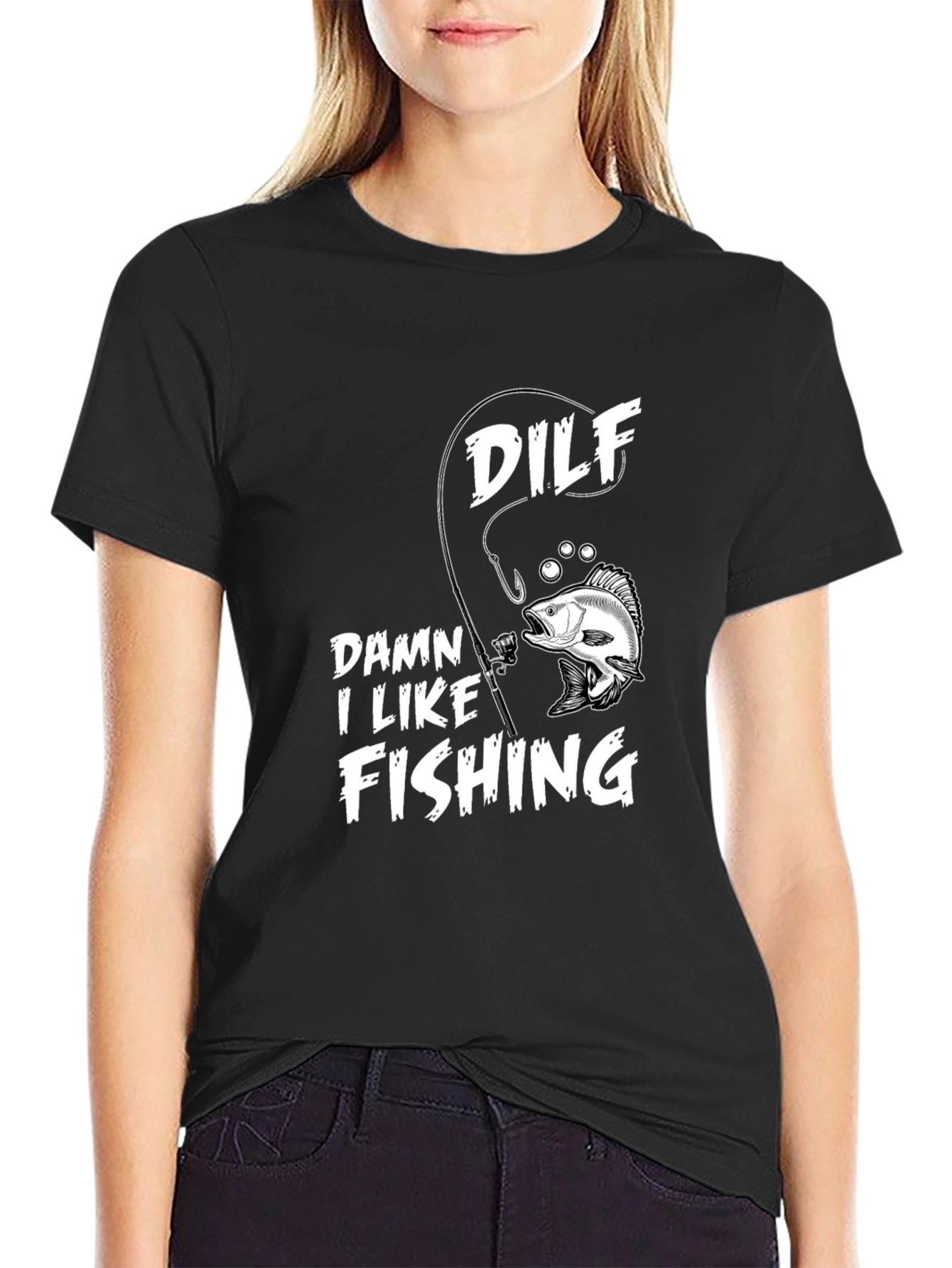 DILF Damn I Like Fishing Graphic Tee
