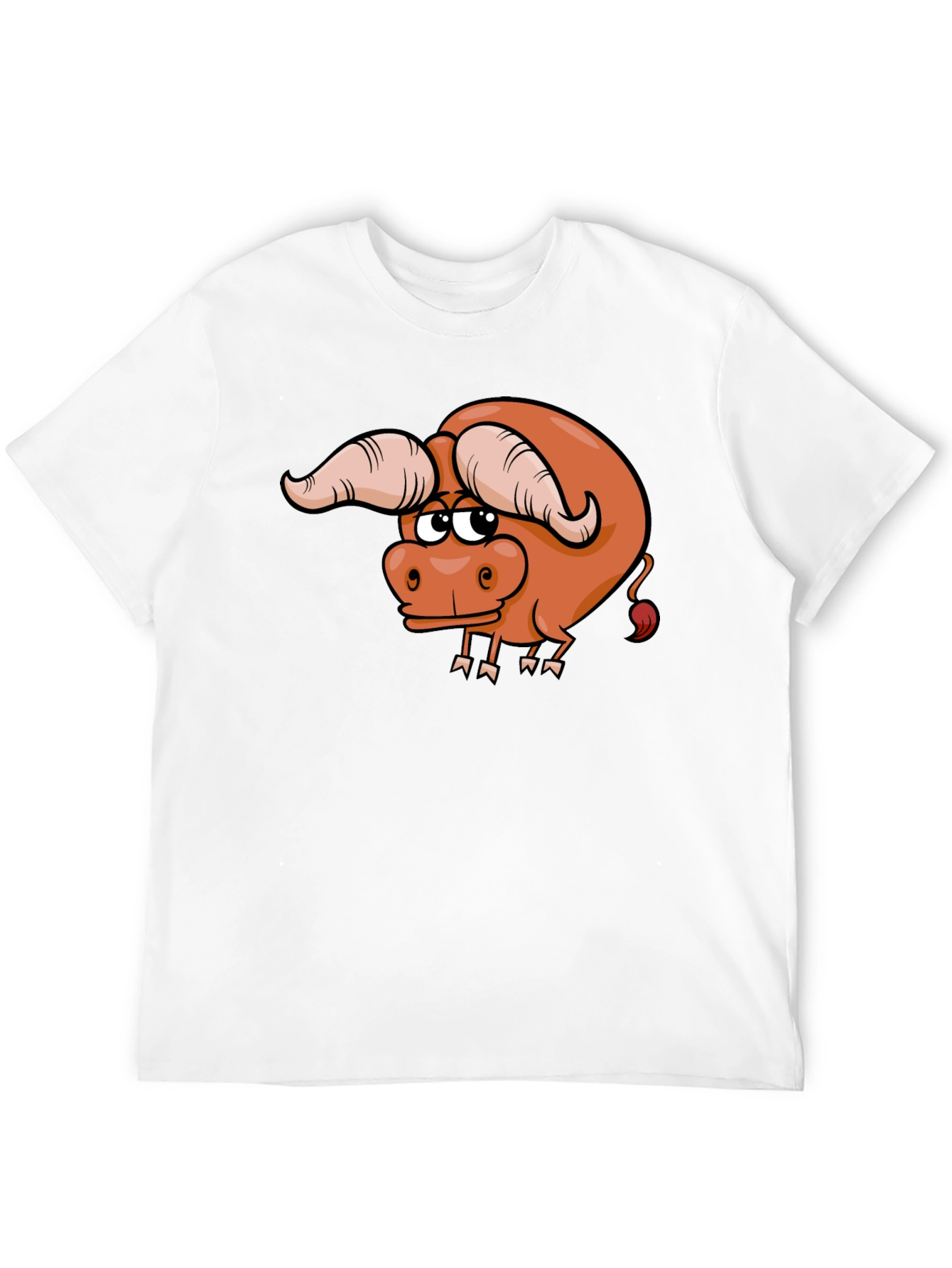 Funny Cartoon Bull Graphic Tee - Black Cotton T-Shirt