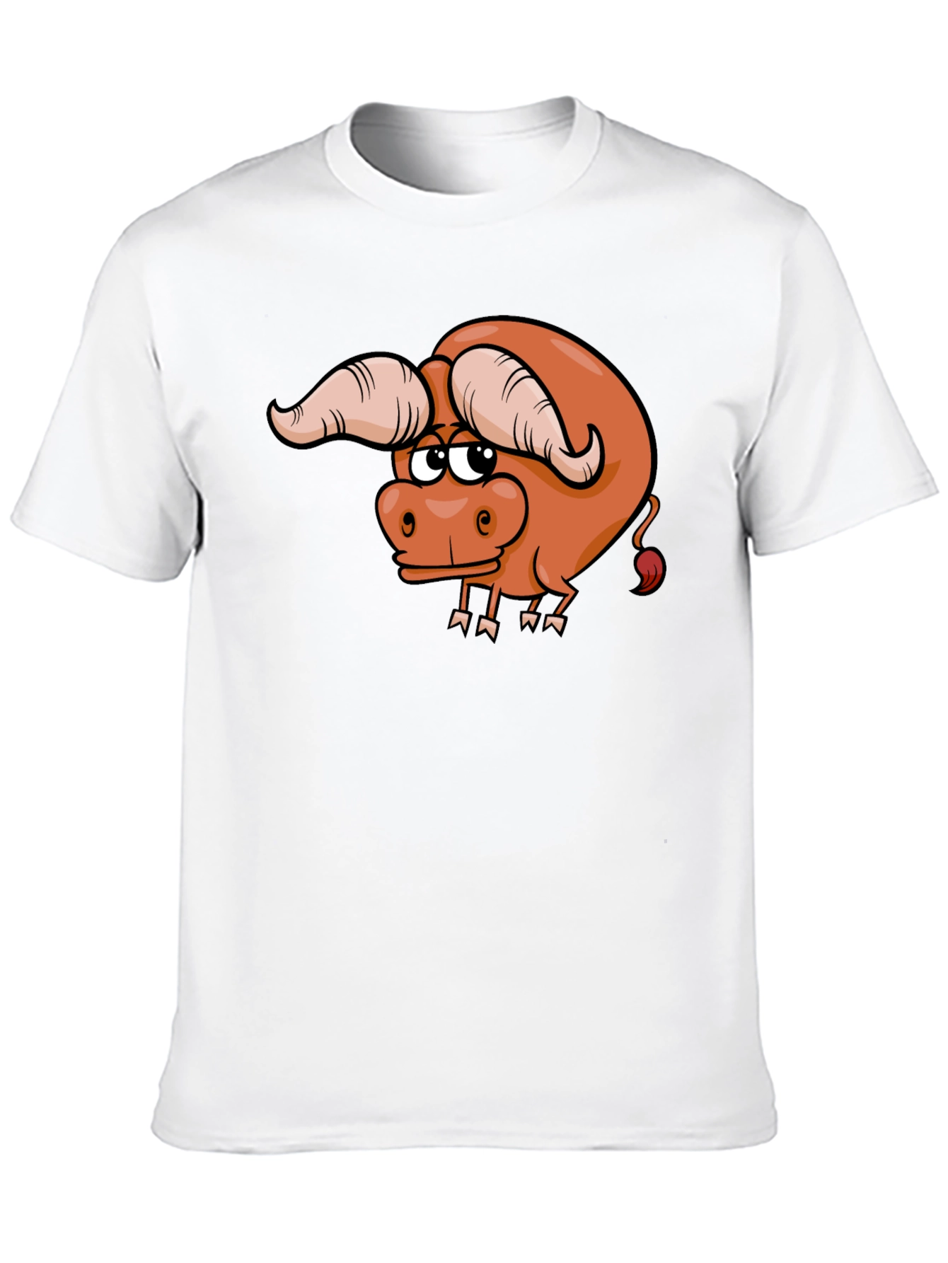 Funny Cartoon Bull Graphic Tee - Black Cotton T-Shirt