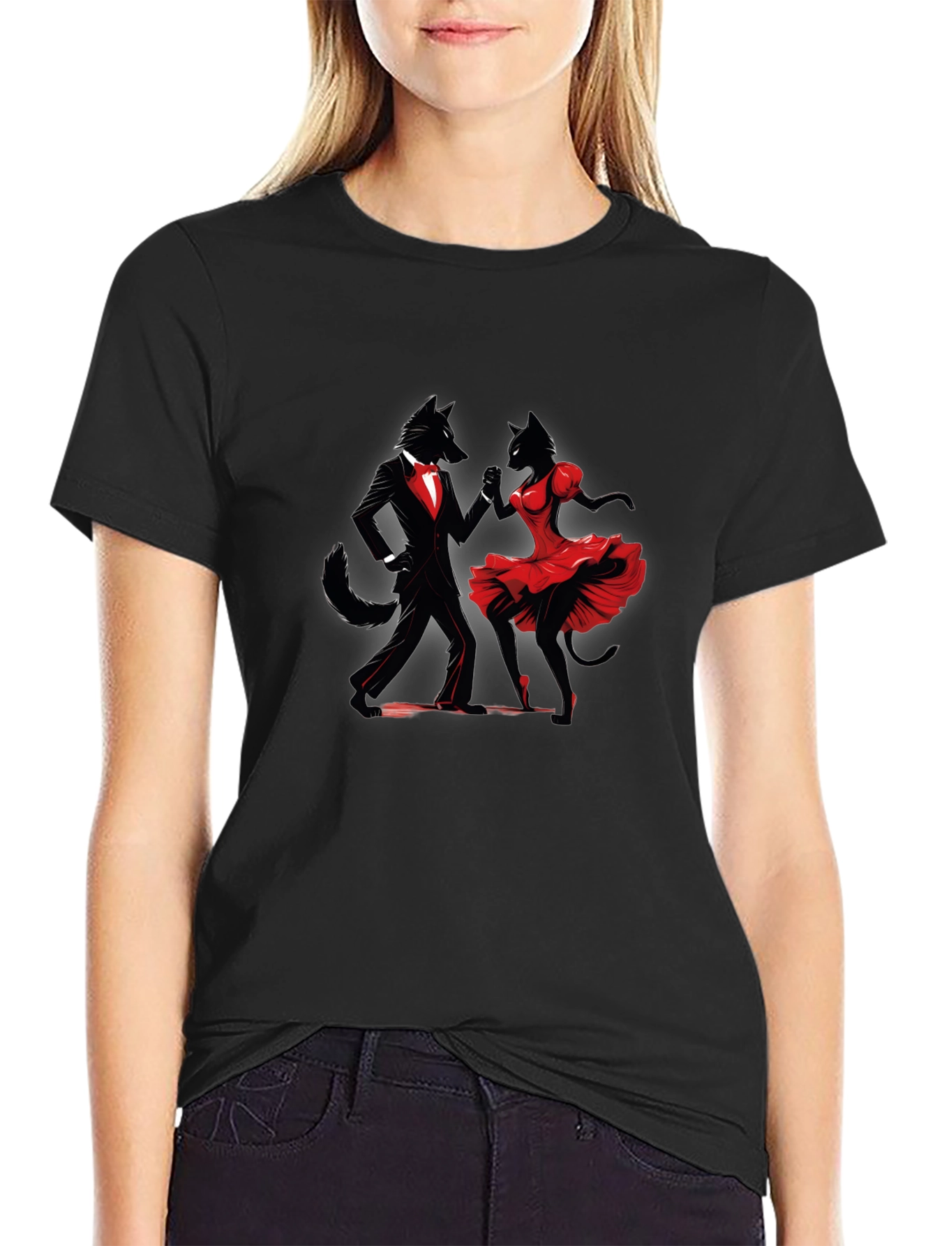 Dancing Wolves Black T-Shirt