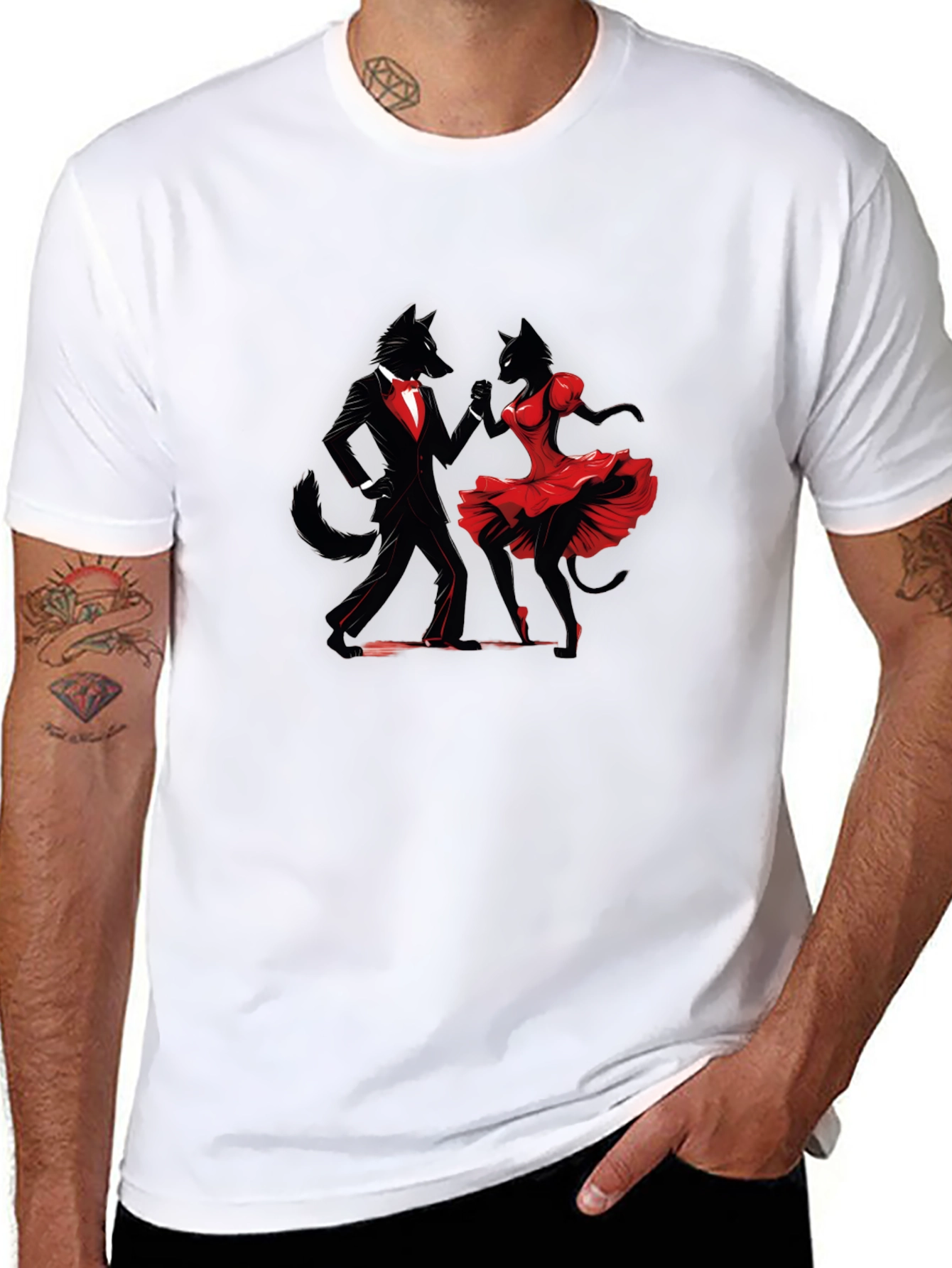 Dancing Wolves Black T-Shirt