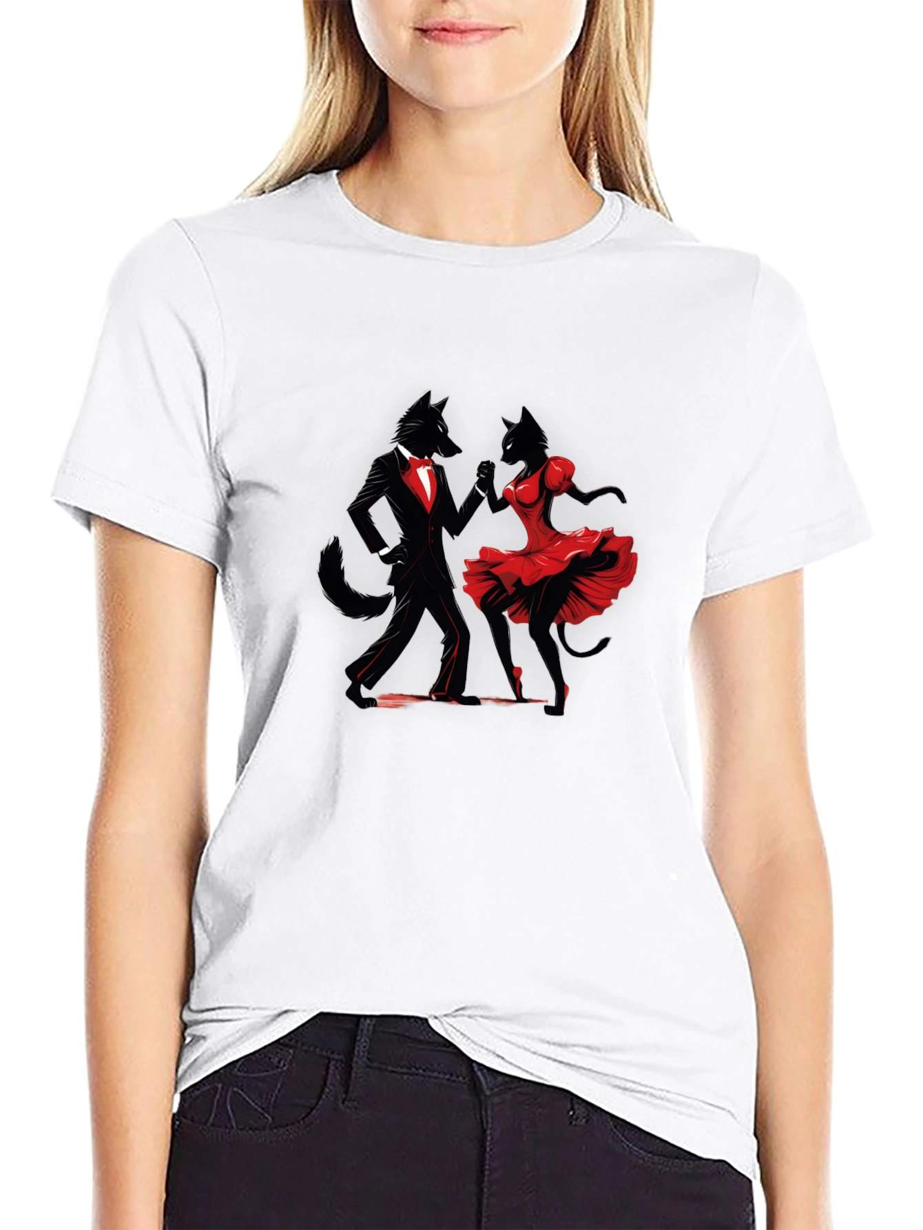 Dancing Wolves Black T-Shirt