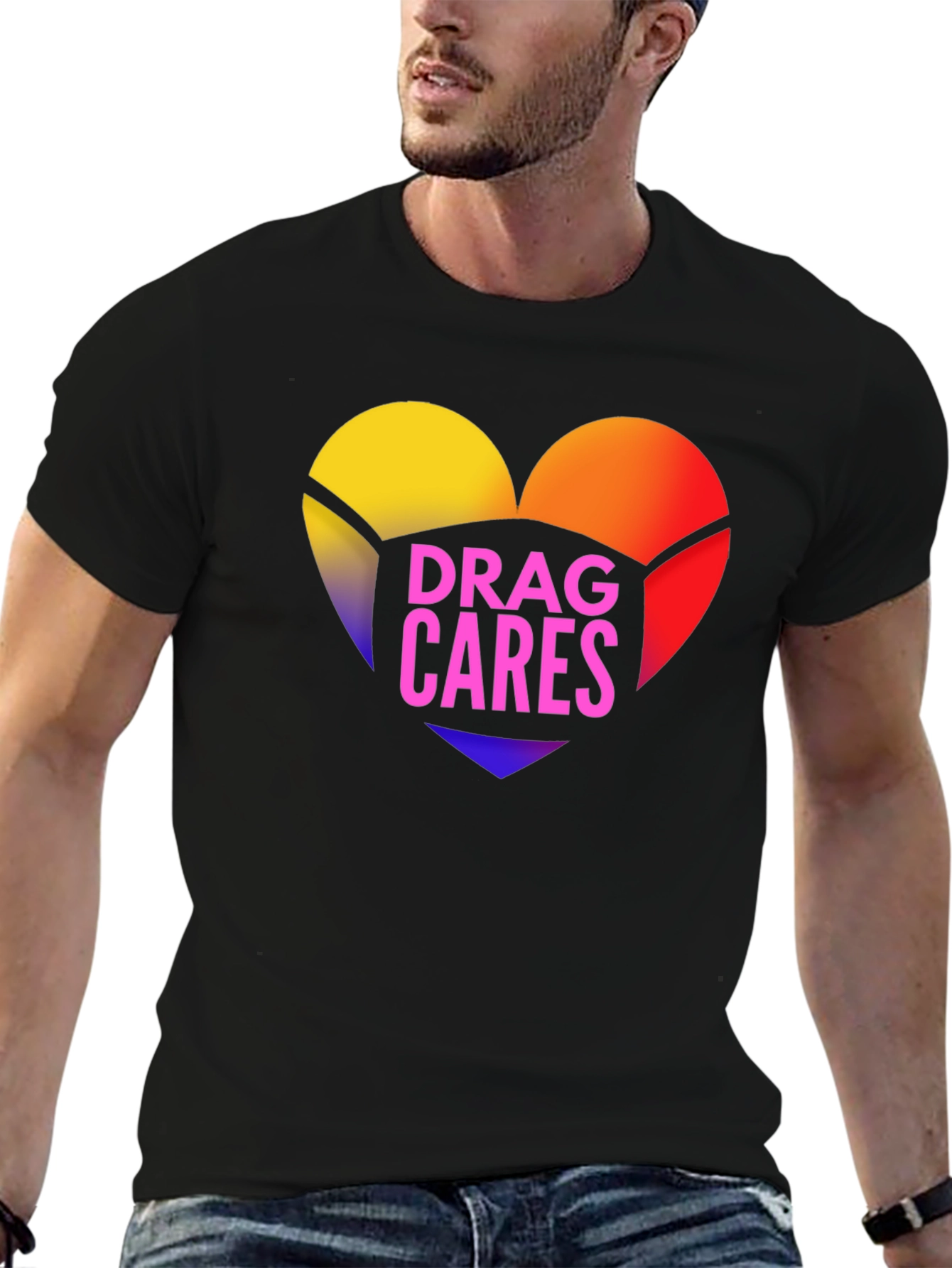 Drag Cares T-Shirt - Heart Graphic Tee