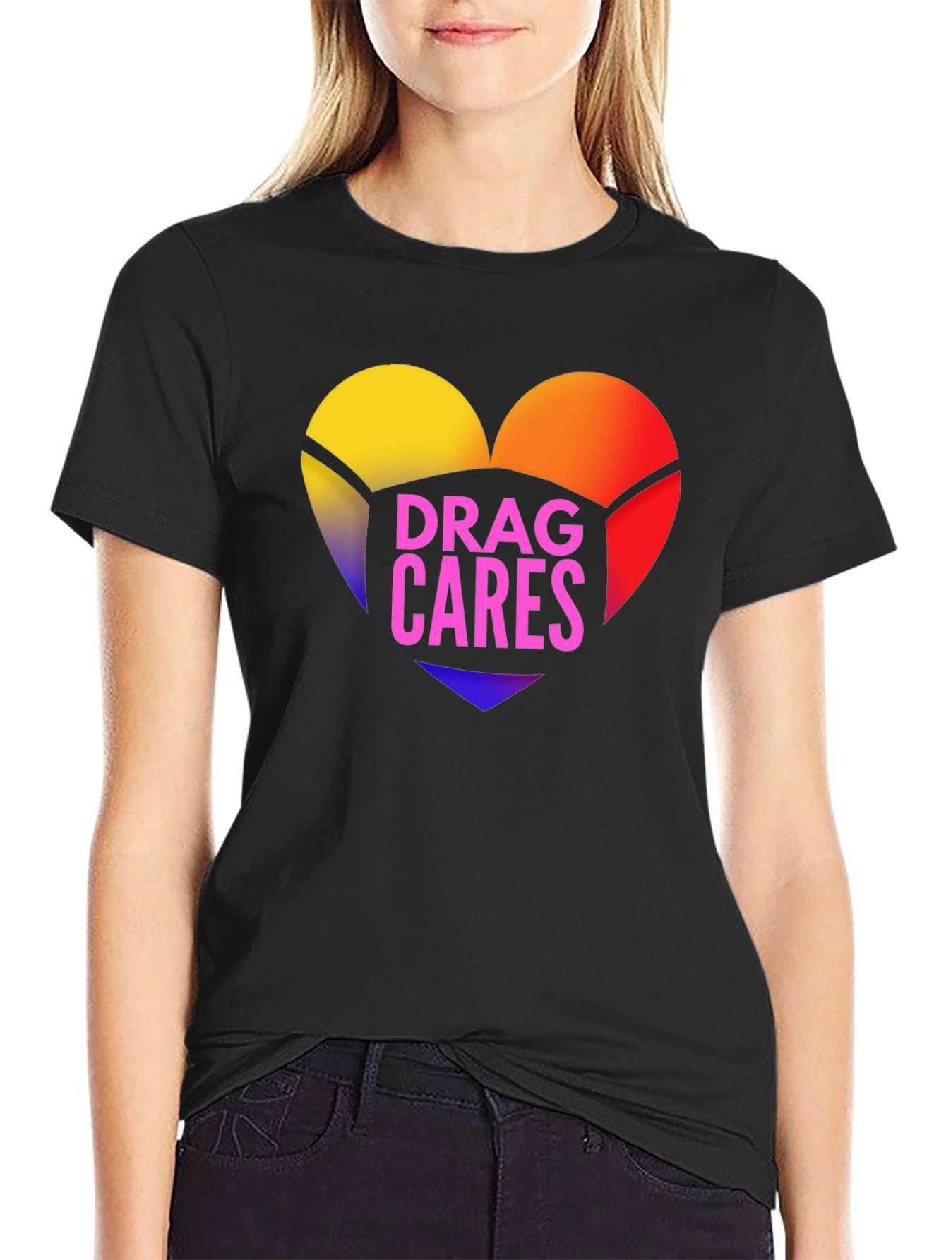 Drag Cares T-Shirt - Heart Graphic Tee