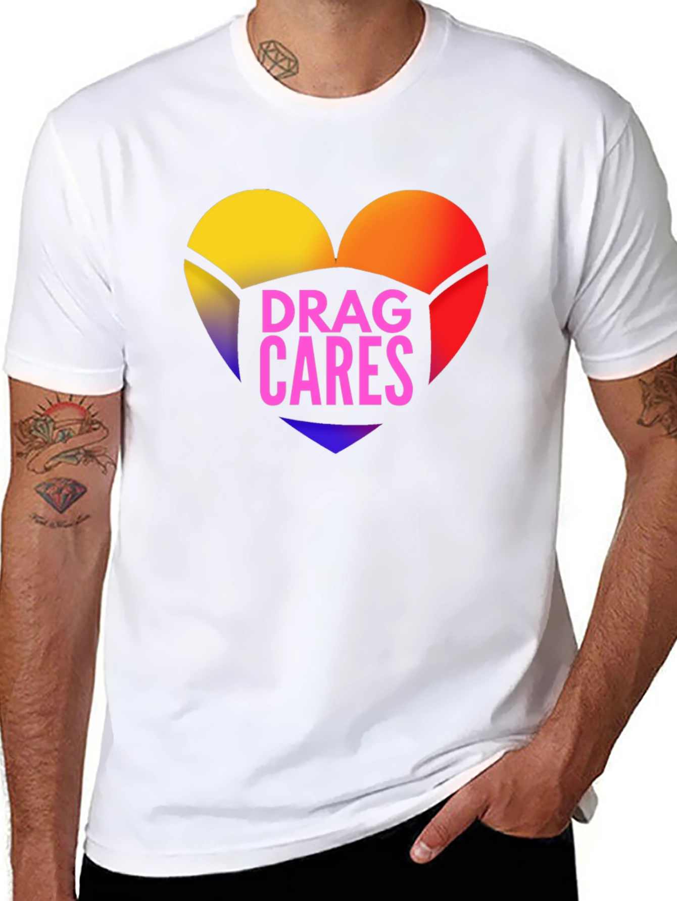 Drag Cares T-Shirt - Heart Graphic Tee