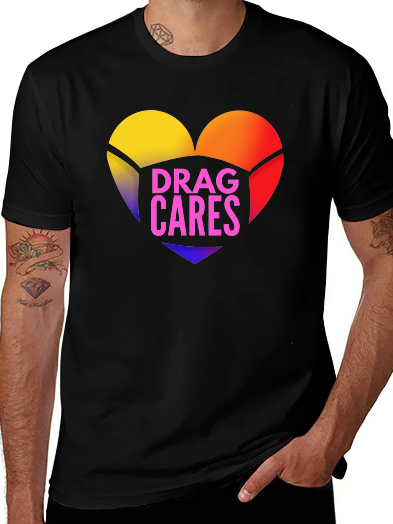 Drag Cares T-Shirt - Heart Graphic Tee