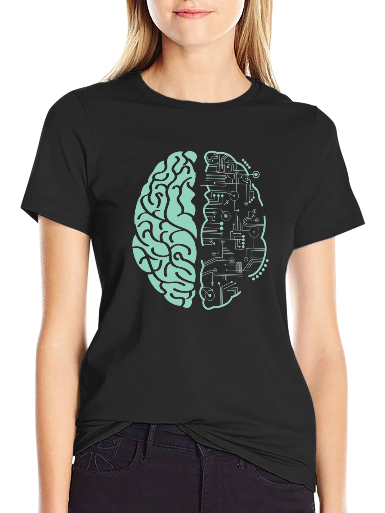 Brain Circuit Graphic Tee - Black Cotton Blend