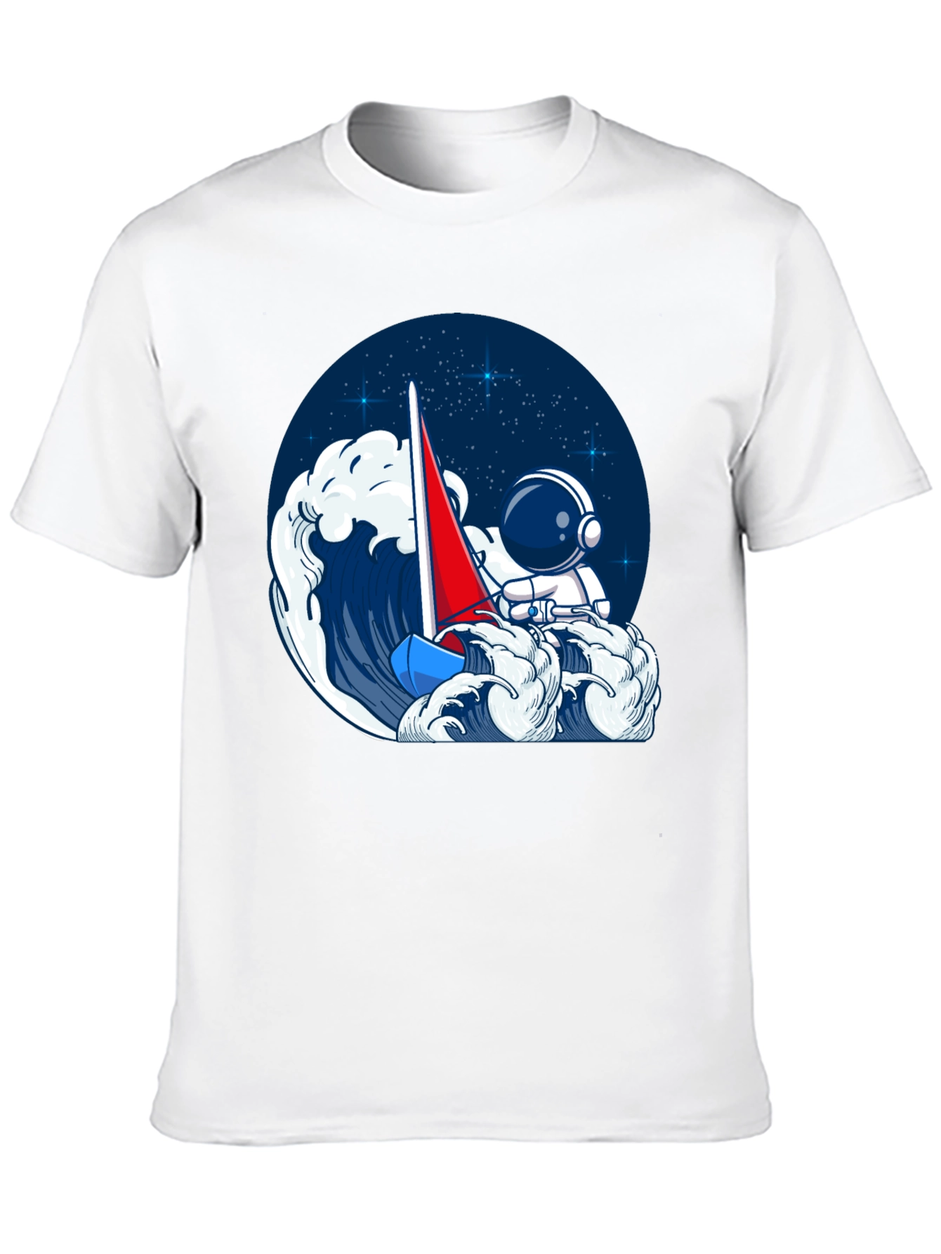 Astronaut Sailing T-Shirt - Black Unique Graphic Tee