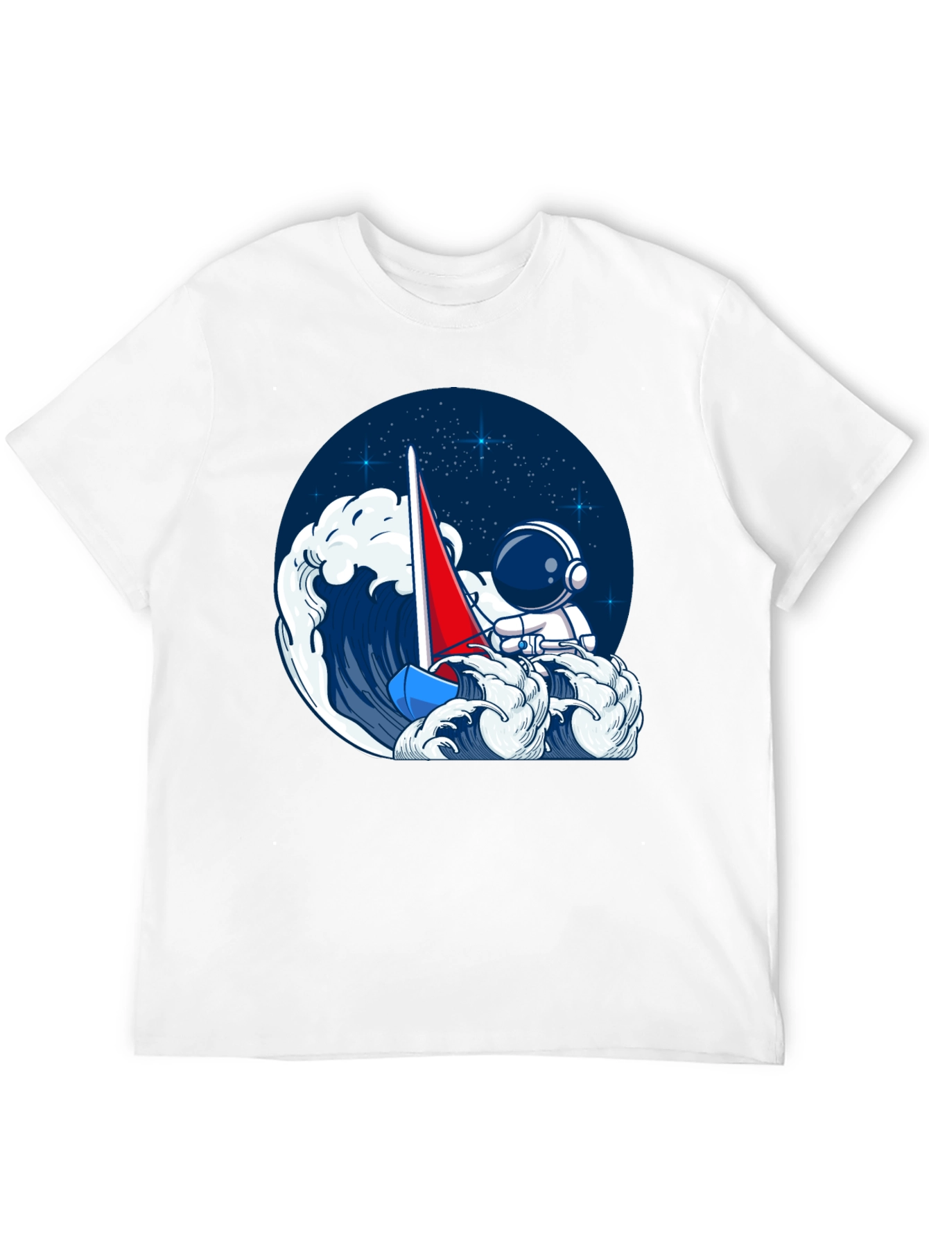 Astronaut Sailing T-Shirt - Black Unique Graphic Tee