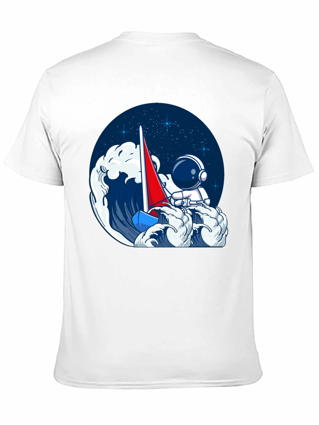 Astronaut Sailing T-Shirt - Black Unique Graphic Tee