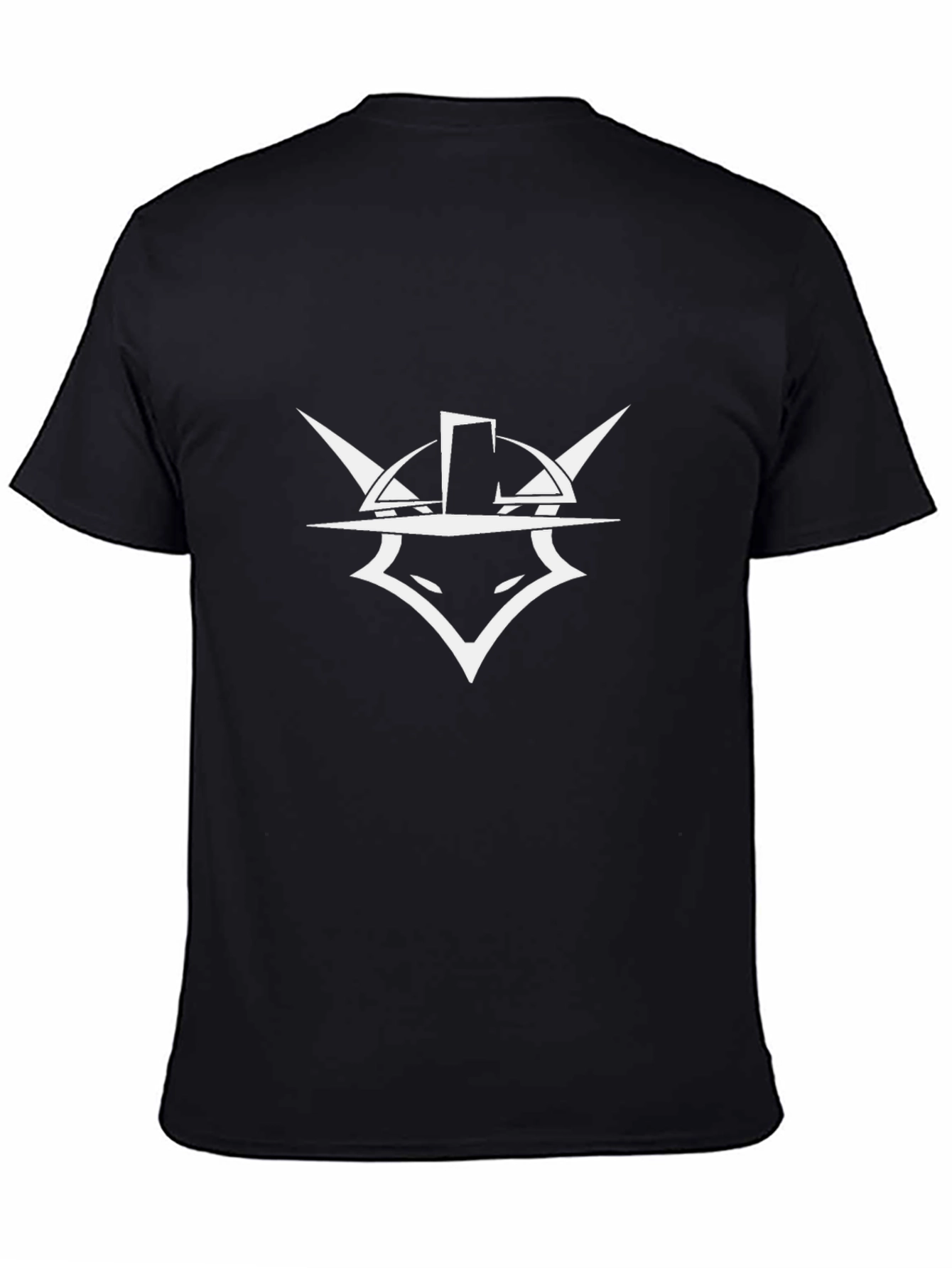 Black T-Shirt with White Viking Helmet Graphic