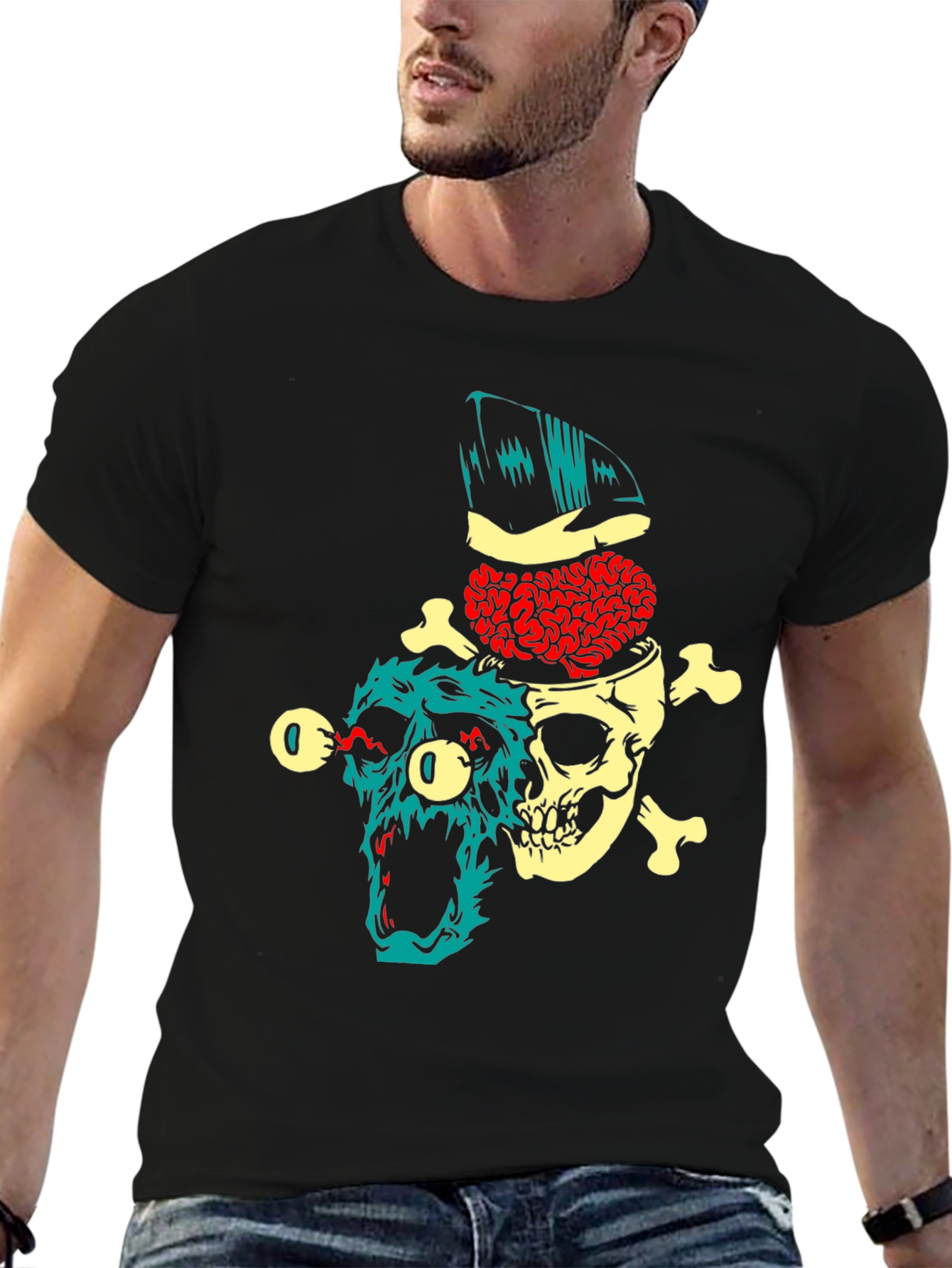 Skull Brain T-Shirt - Edgy Graphic Tee