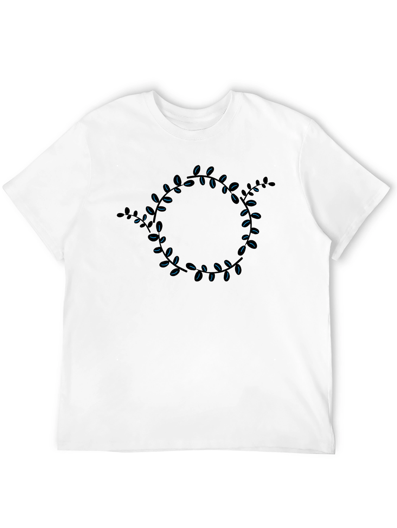 Leaf Circle Graphic Tee - Black Cotton Casual Shirt