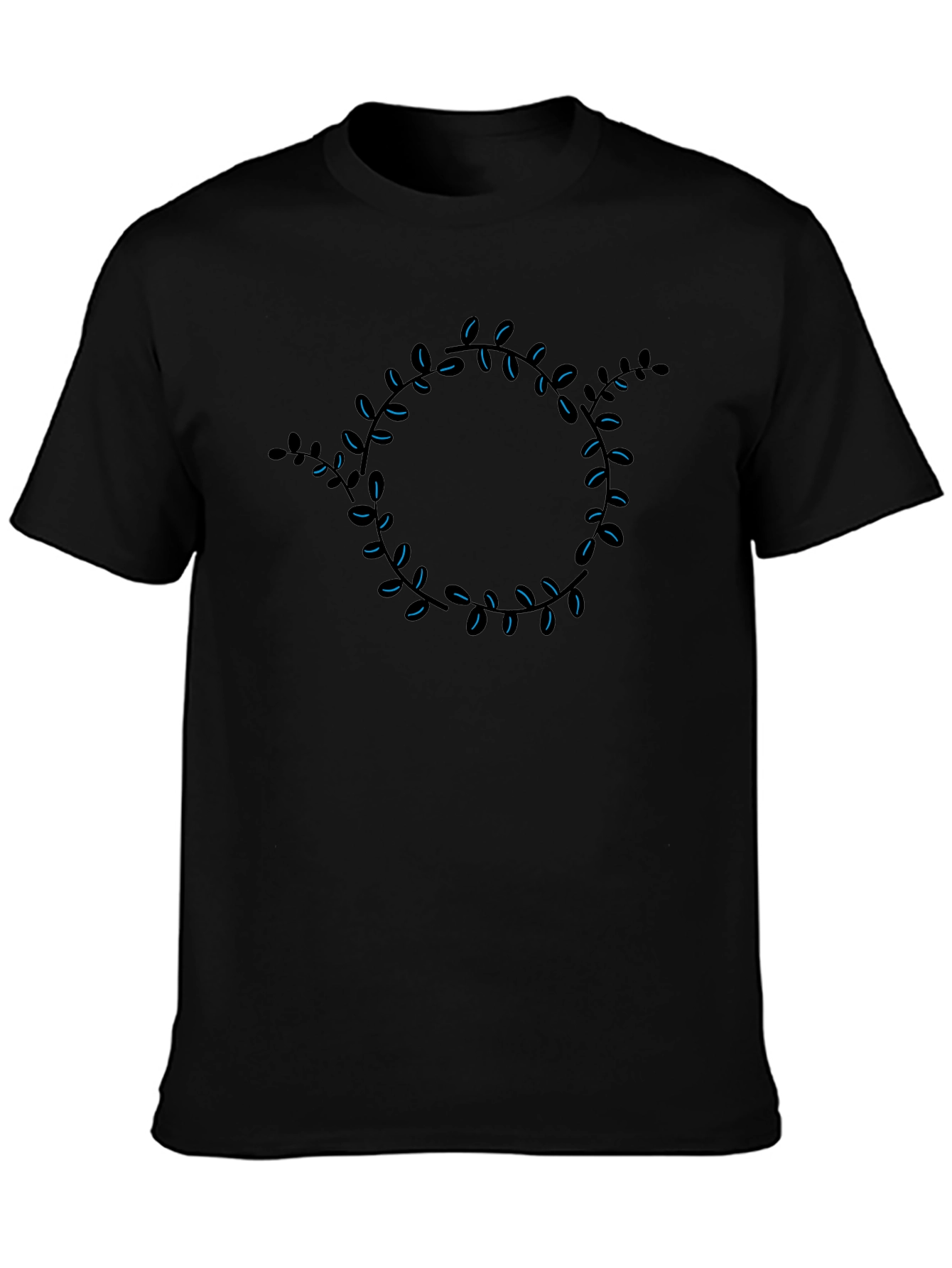 Leaf Circle Graphic Tee - Black Cotton Casual Shirt