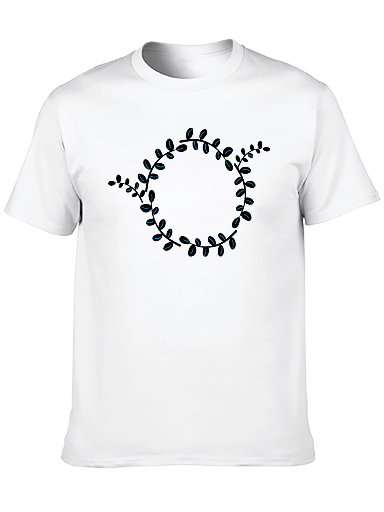 Leaf Circle Graphic Tee - Black Cotton Casual Shirt