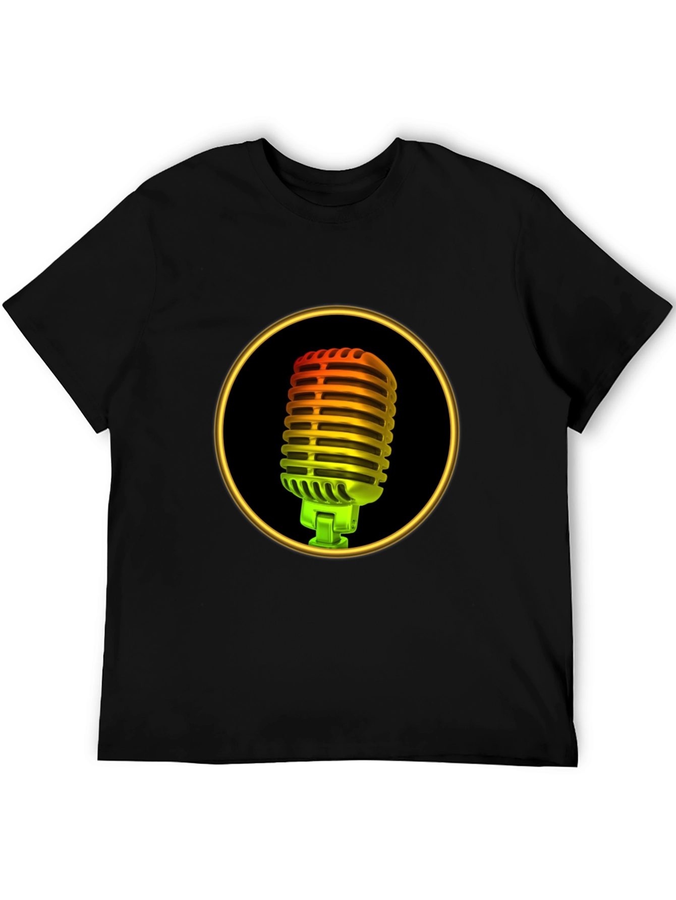 Retro Microphone Graphic Tee - Black