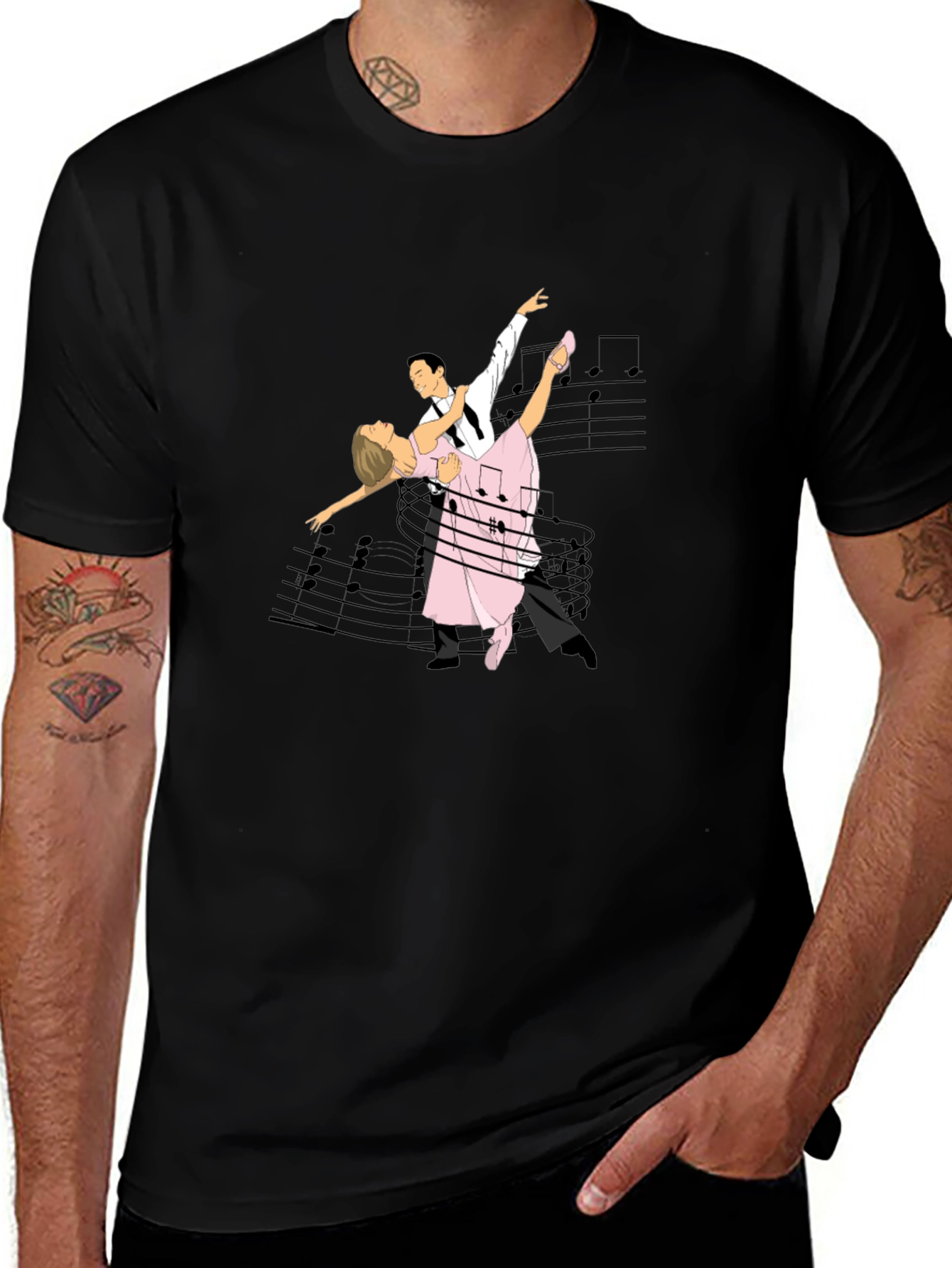 Dancing Couple T-Shirt - Music Notes Design