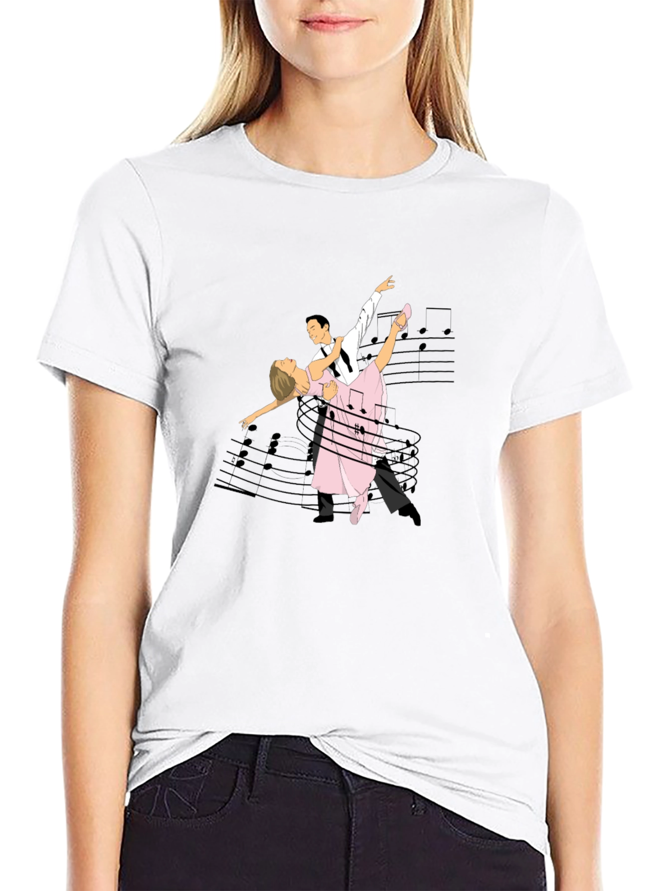 Dancing Couple T-Shirt - Music Notes Design