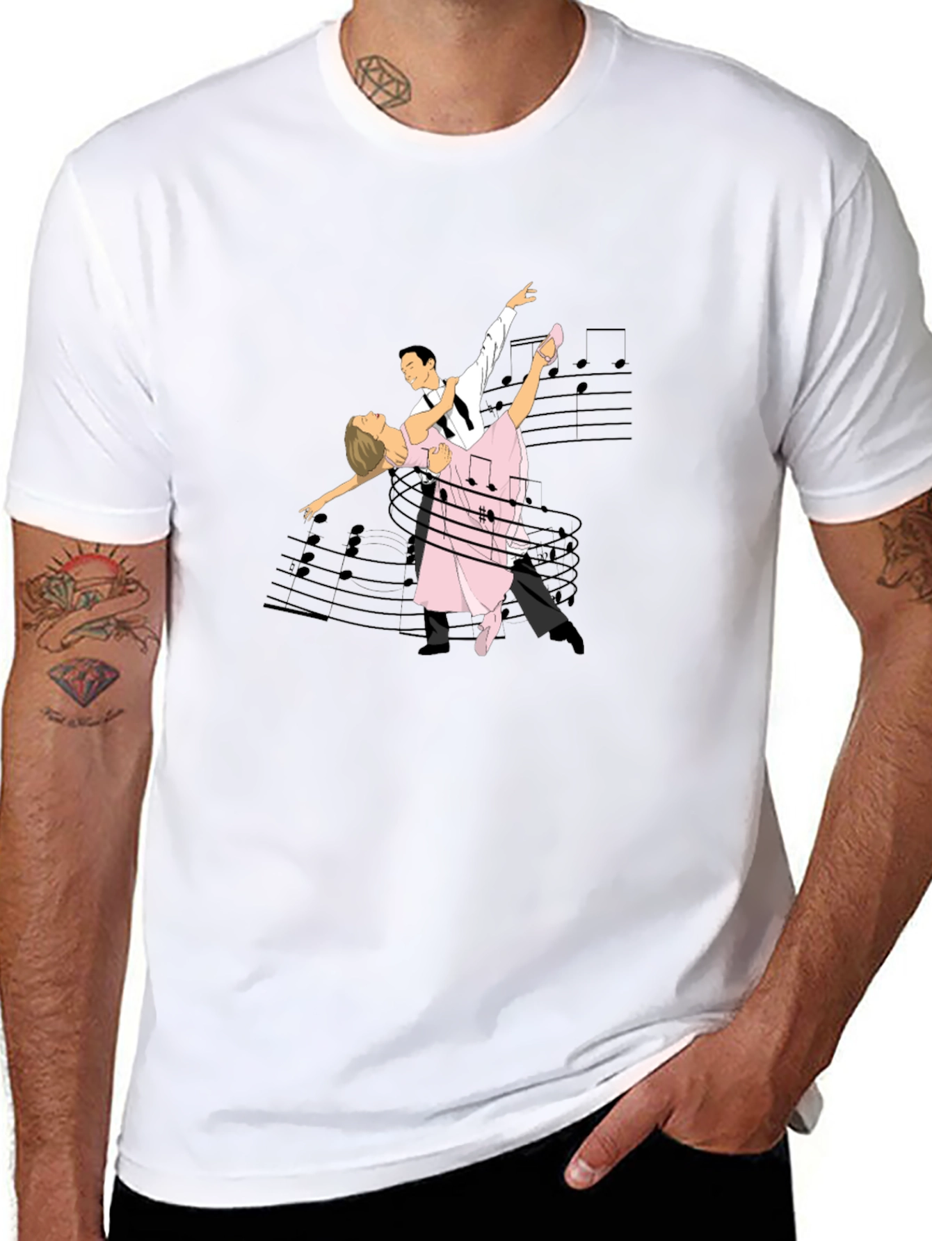 Dancing Couple T-Shirt - Music Notes Design