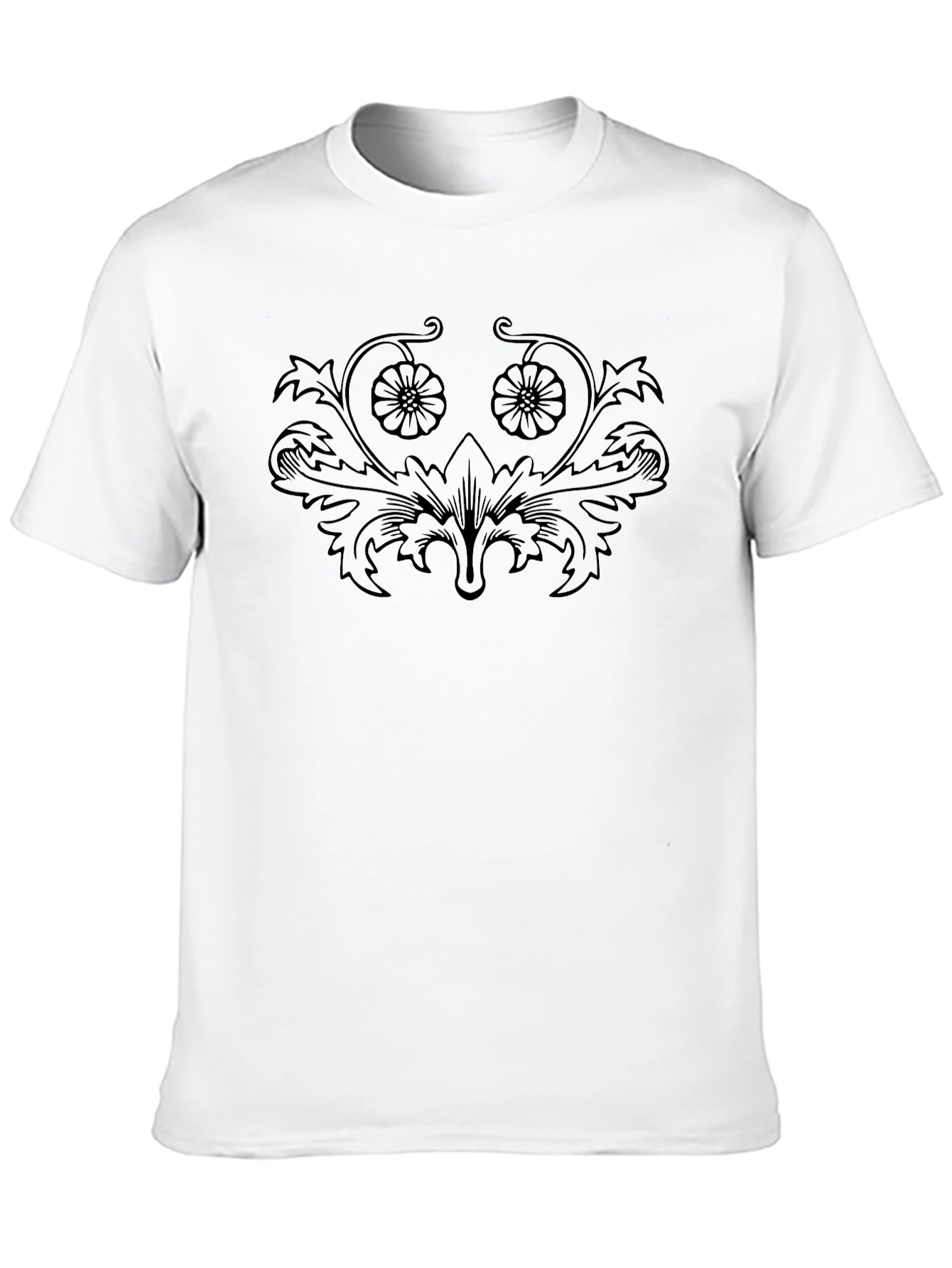 Elegant Floral Graphic Black T-Shirt