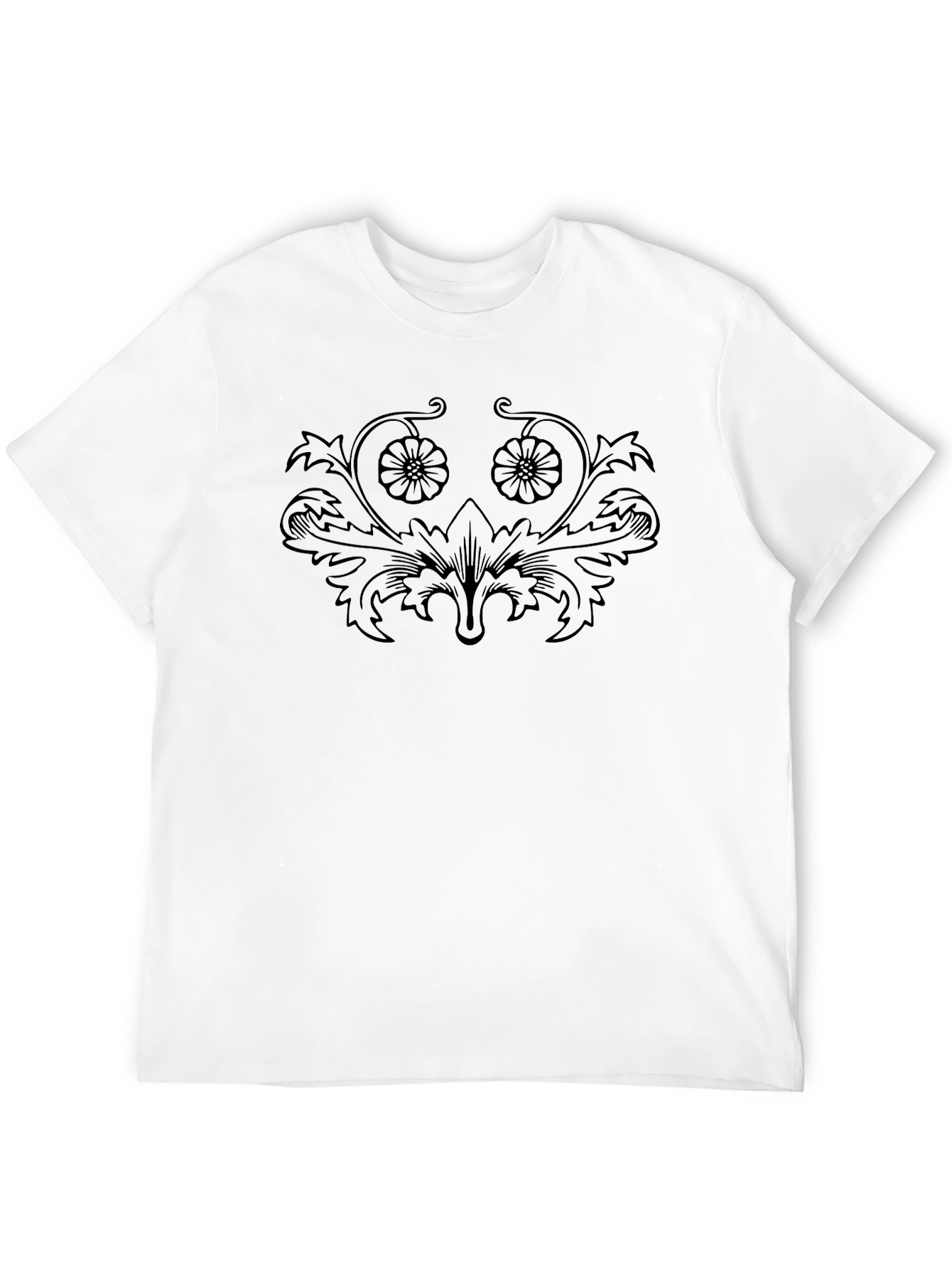Elegant Floral Graphic Black T-Shirt
