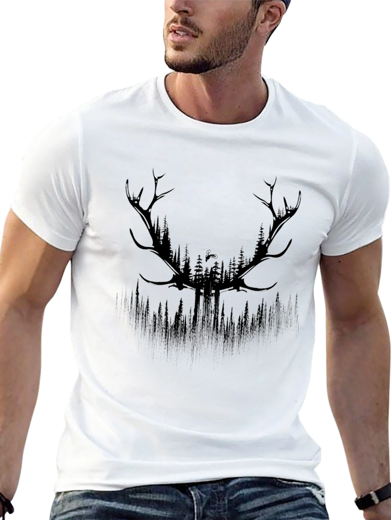 Antler Forest Graphic Tee - Mens Black T-Shirt