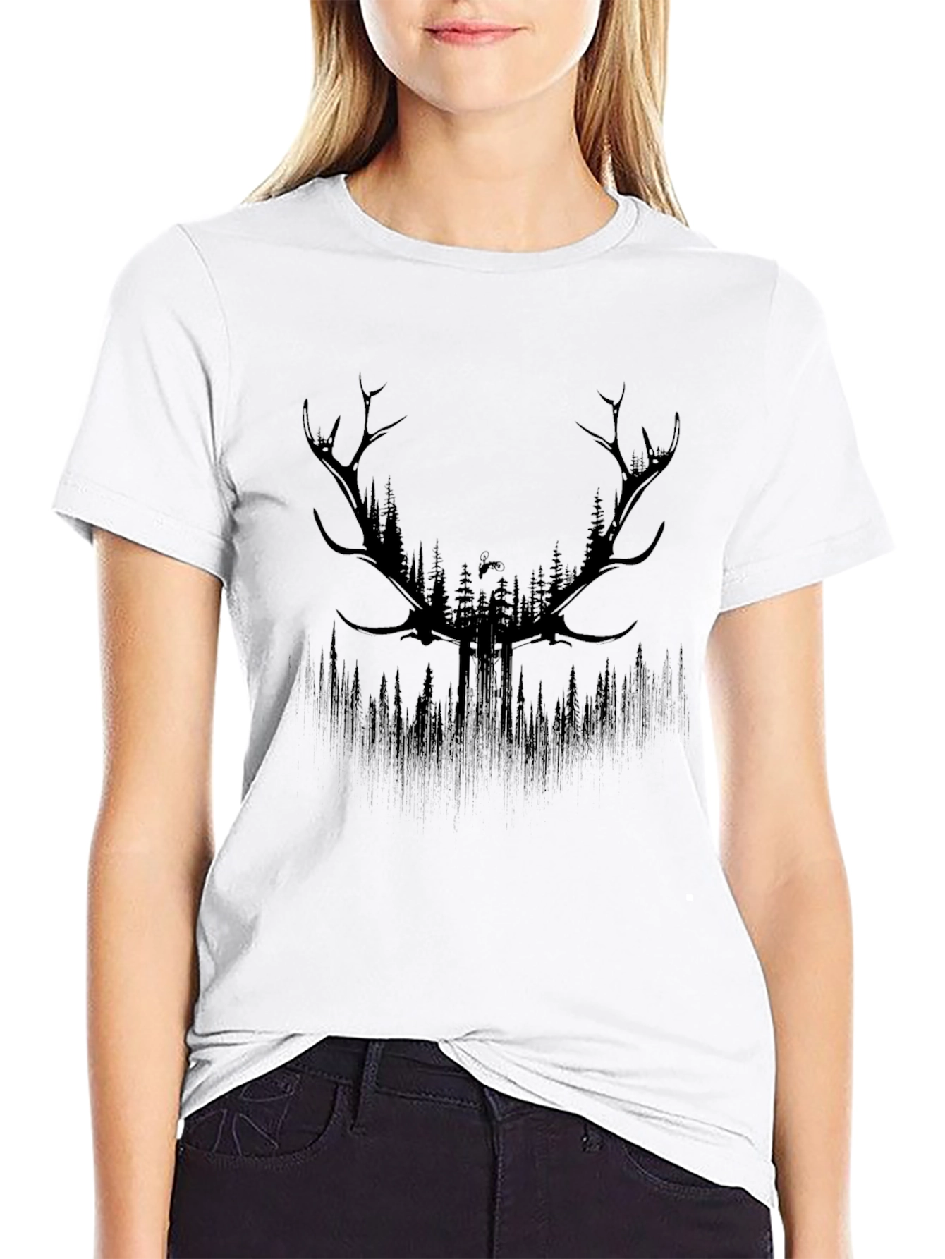 Antler Forest Graphic Tee - Mens Black T-Shirt
