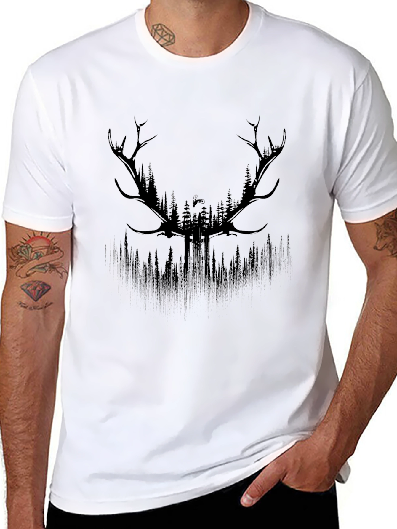 Antler Forest Graphic Tee - Mens Black T-Shirt