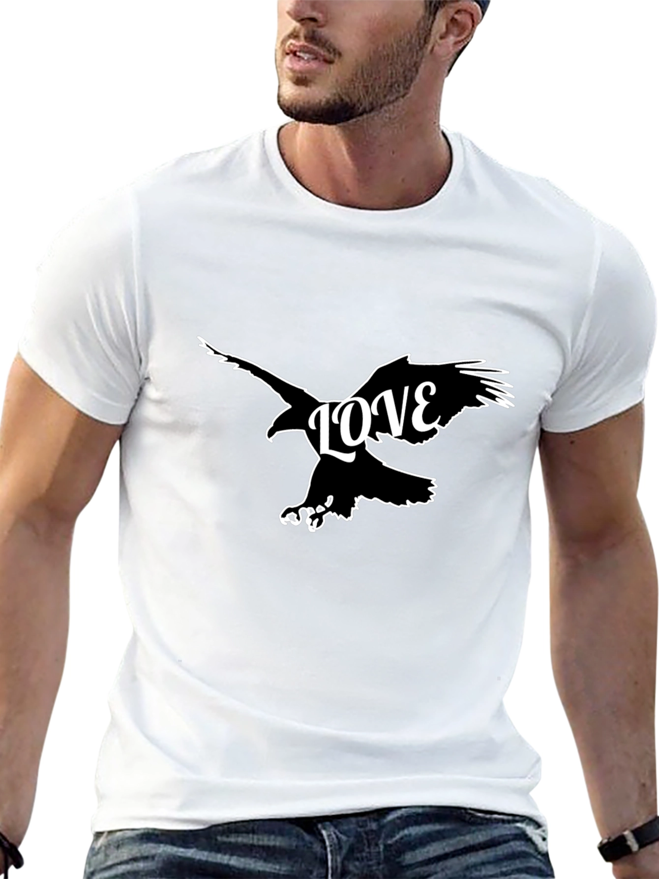 Love Eagle Graphic Tee - Black Cotton Blend
