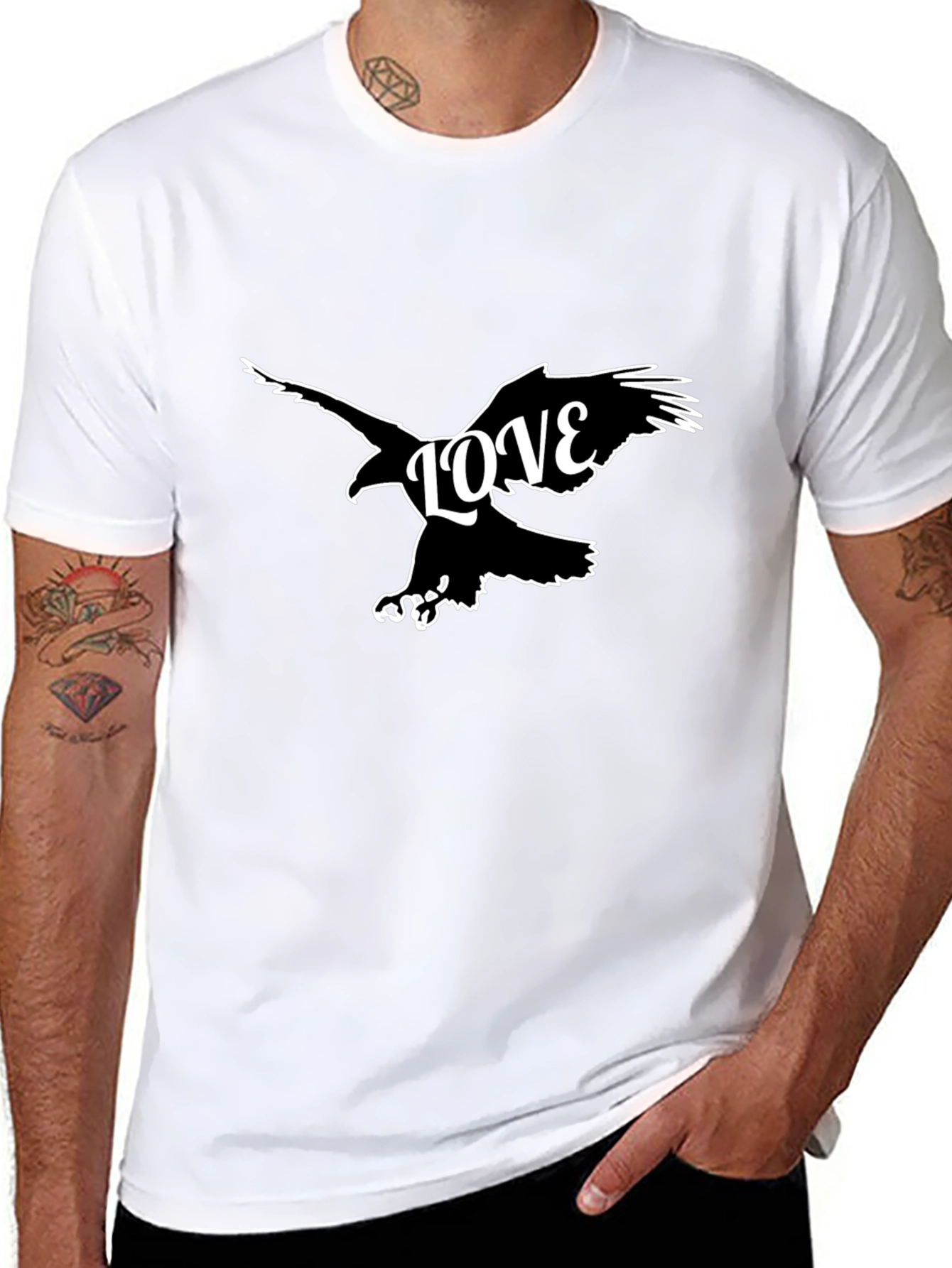 Love Eagle Graphic Tee - Black Cotton Blend