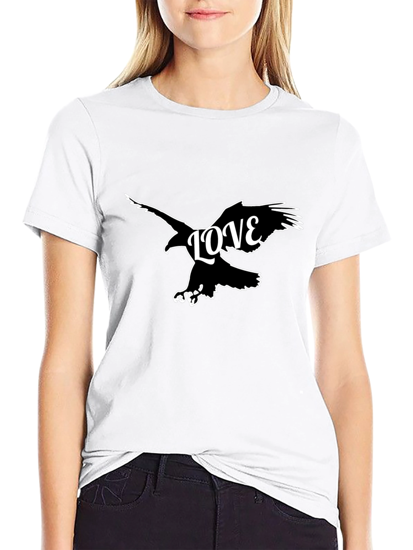 Love Eagle Graphic Tee - Black Cotton Blend