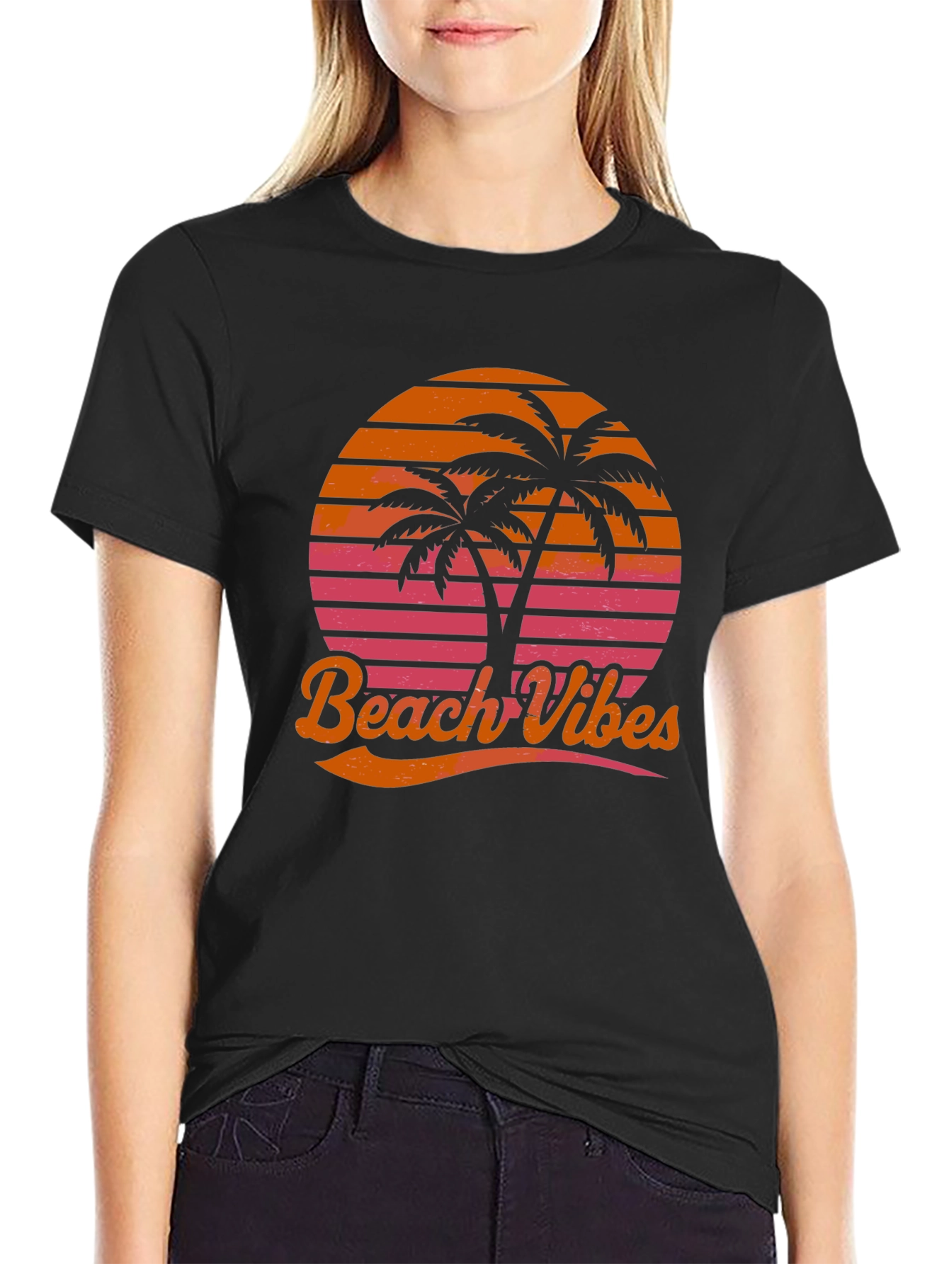 Beach Vibes Graphic Tee - Retro Palm Tree T-Shirt